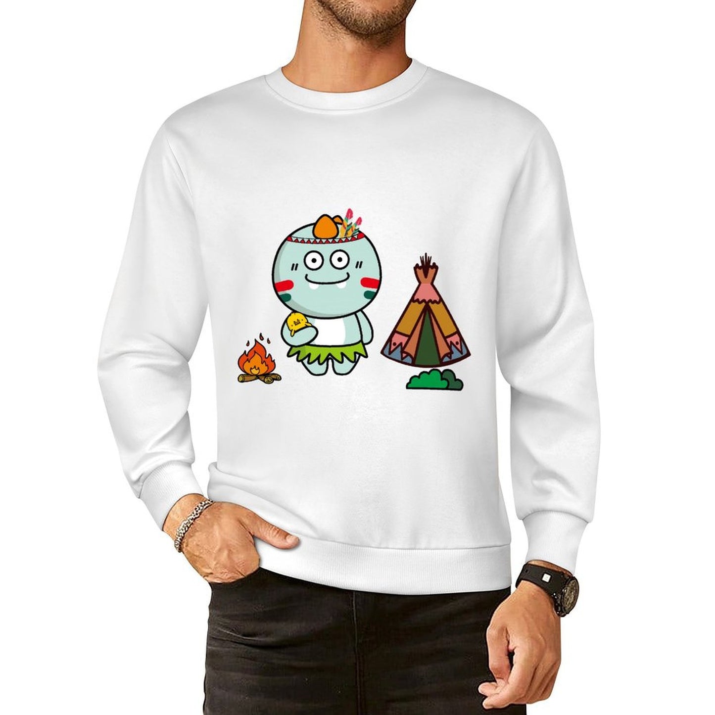 Front Patterned Long Sleeve TopSignature Soft-Touch