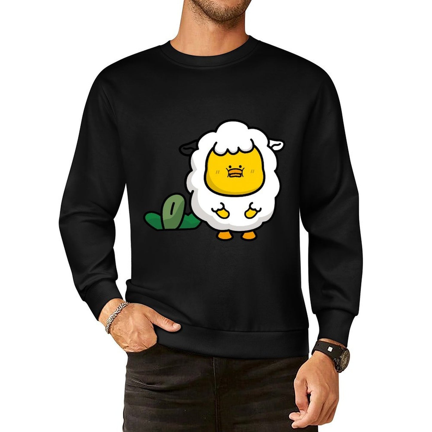 Front Patterned Long Sleeve TopHeavyweight BasicSeries