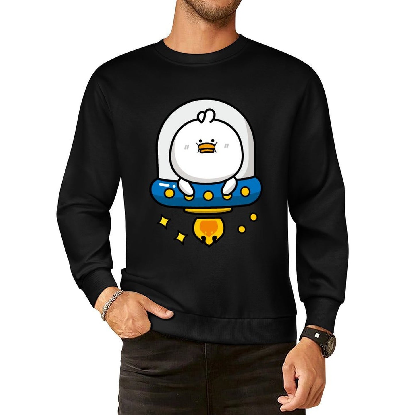Front Patterned Long Sleeve TopCrew Neck Essential