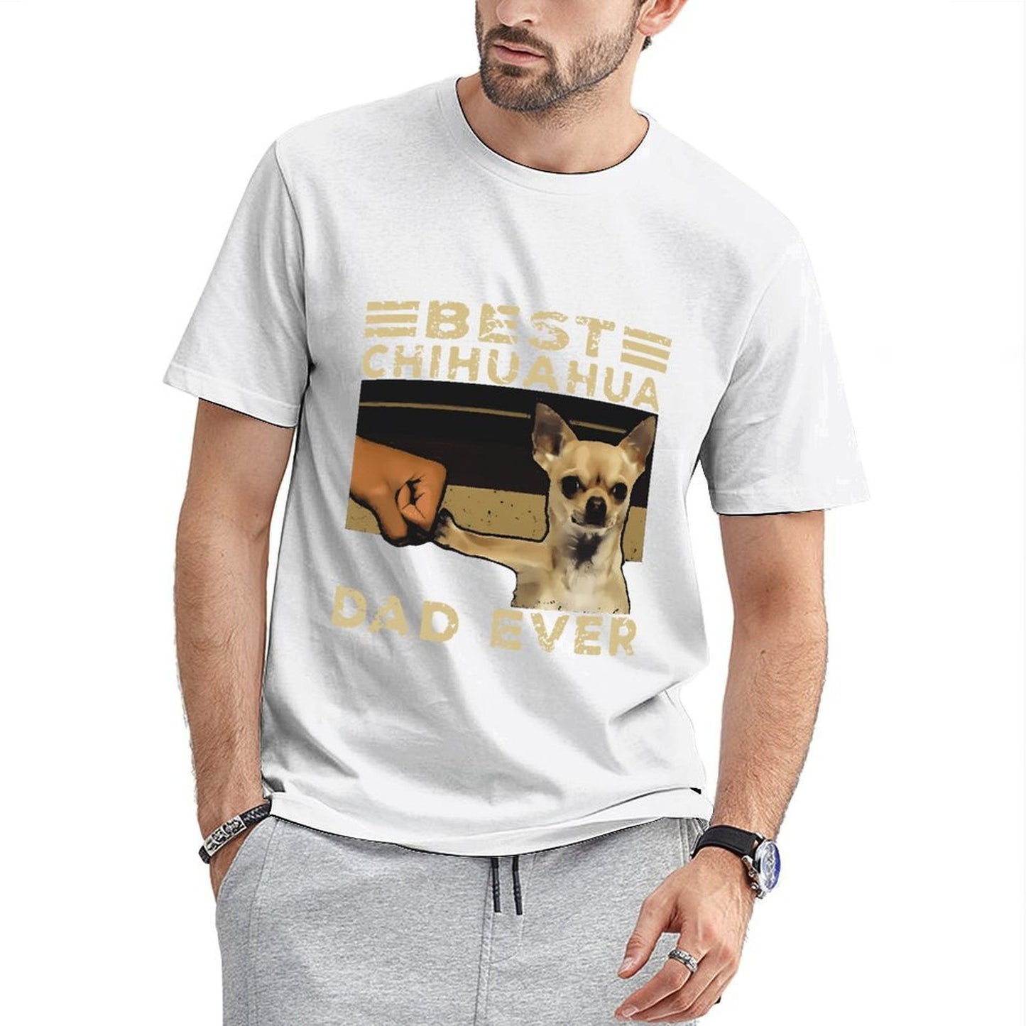 Inkmay Casual Cotton T-shirt Dog And Hand Through Wall Hole Unisex T-shirtCityStyle Minimal T-Shirt