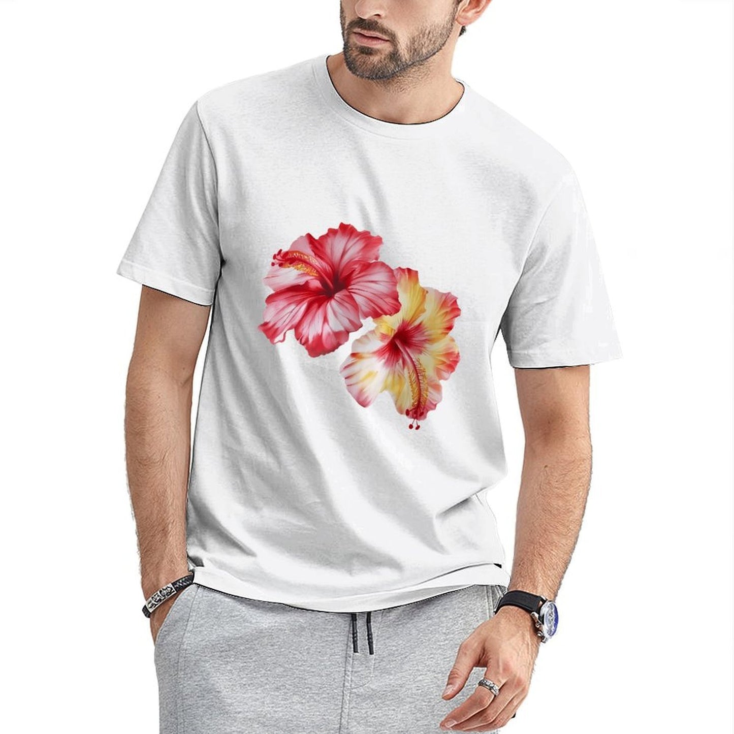 Inkmay Casual Cotton T-shirt Vibrant Floral Design With Bold Colors Unisex T-shirtSharp ClassicLine T-Shirt