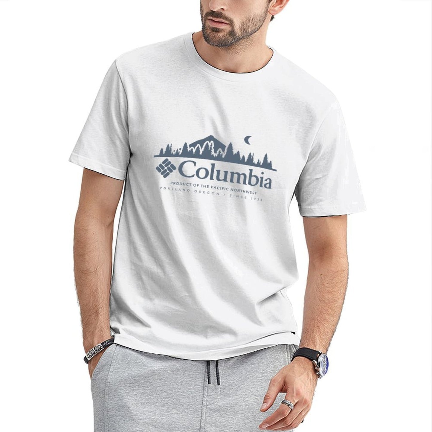 Inkmay Casual Cotton T-shirt Columbia Product Of The Pacific Northwest Unisex T-shirtPrinting EverydayFit T-Shirt