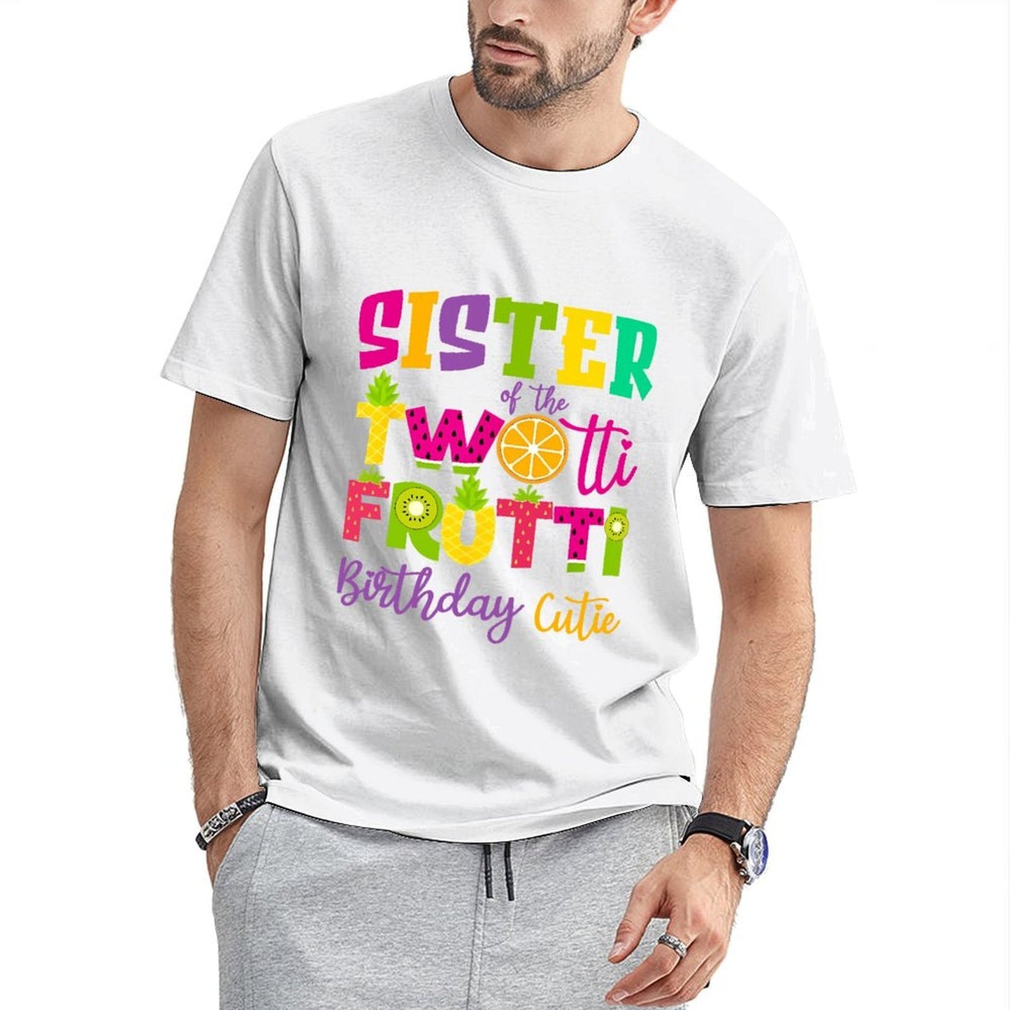 Inkmay Casual Cotton T-shirt Twot Fruitti Colorful Fruit Pattern Design Unisex T-shirtYearRound Classic Fit T-Shirt