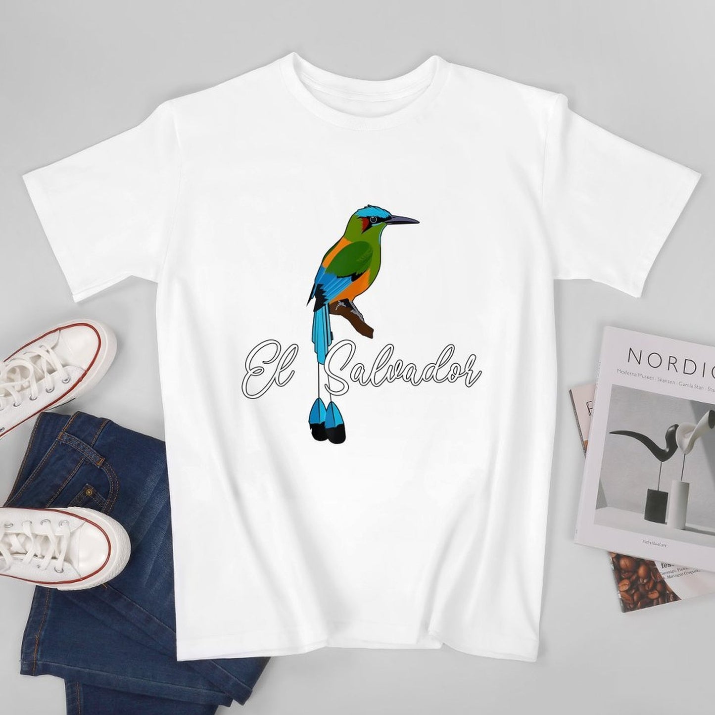 Inkmay Casual Cotton T-shirt Colorful Bird On Branch El Salvador Unisex T-shirtRefined EasyStyle T-Shirt