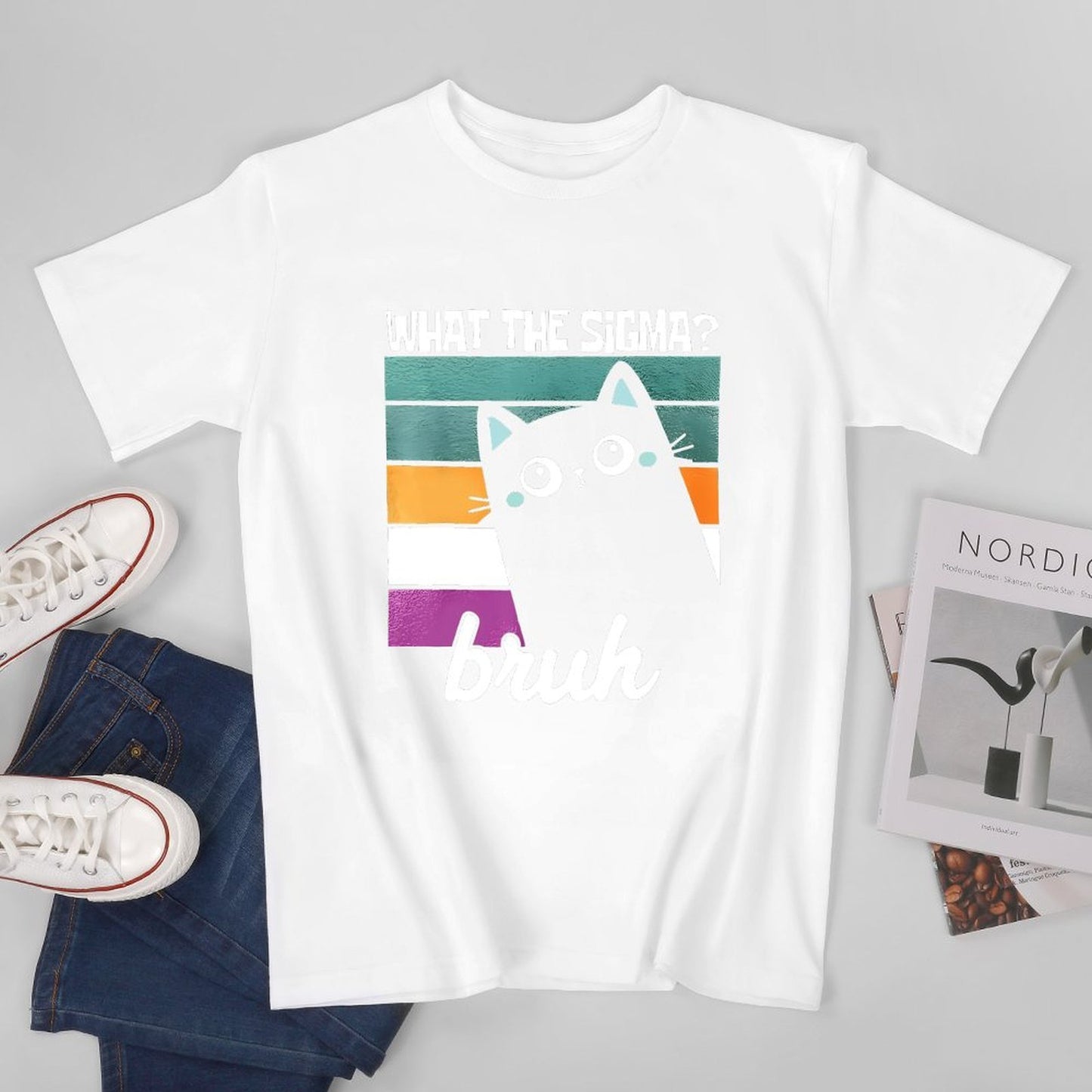 Inkmay Casual Cotton T-shirt Abstract Geometric Shapes In Vibrant Colors Unisex T-shirtBatch-Printed Fresh T-Shirt
