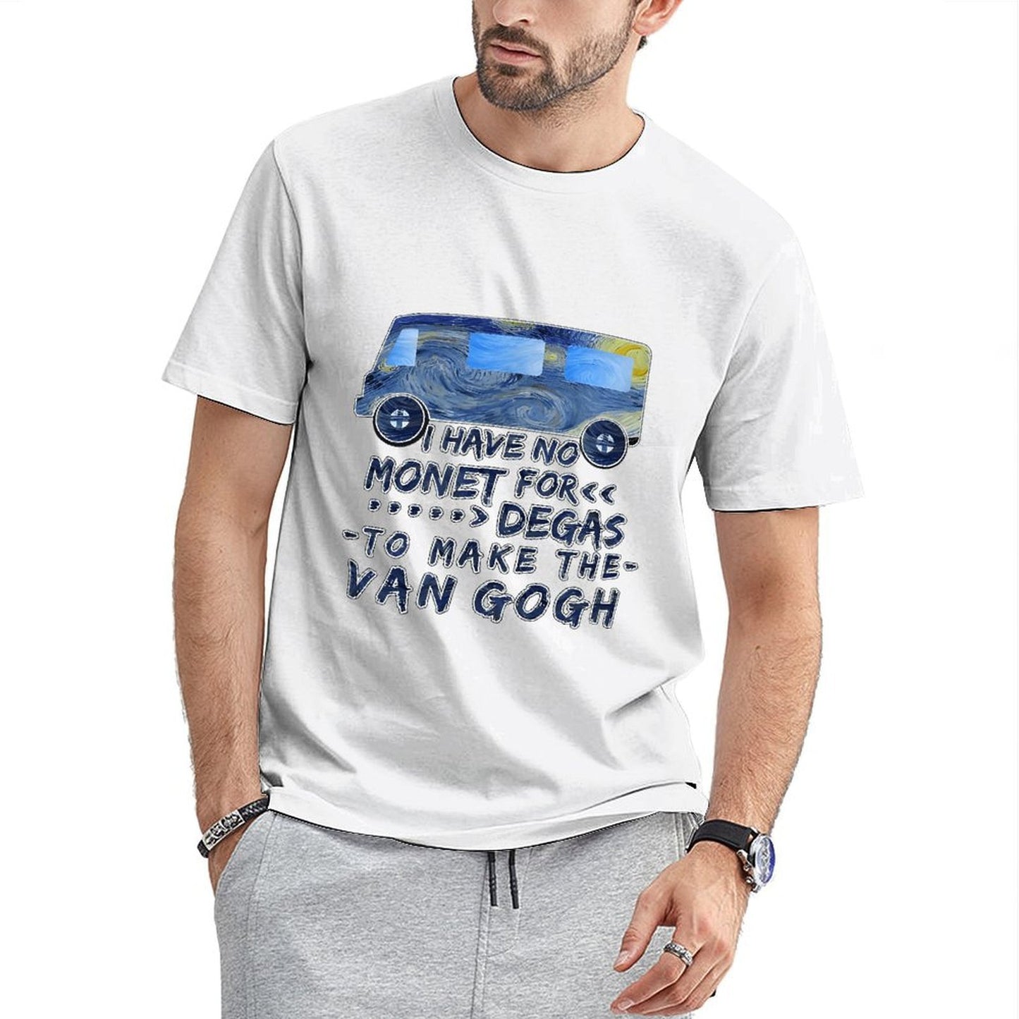 Inkmay Casual Cotton T-shirt Van Gogh Inspired Van Art Print Unisex T-shirtTrueStyle BasicSeries T-Shirt