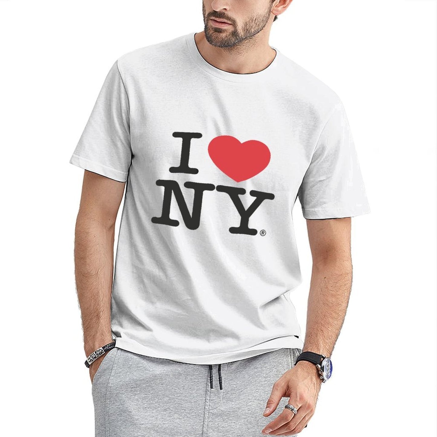 Inkmay Casual Cotton T-shirt Heart Over New York Pattern Print Unisex T-shirtVintage Sharp T-Shirt