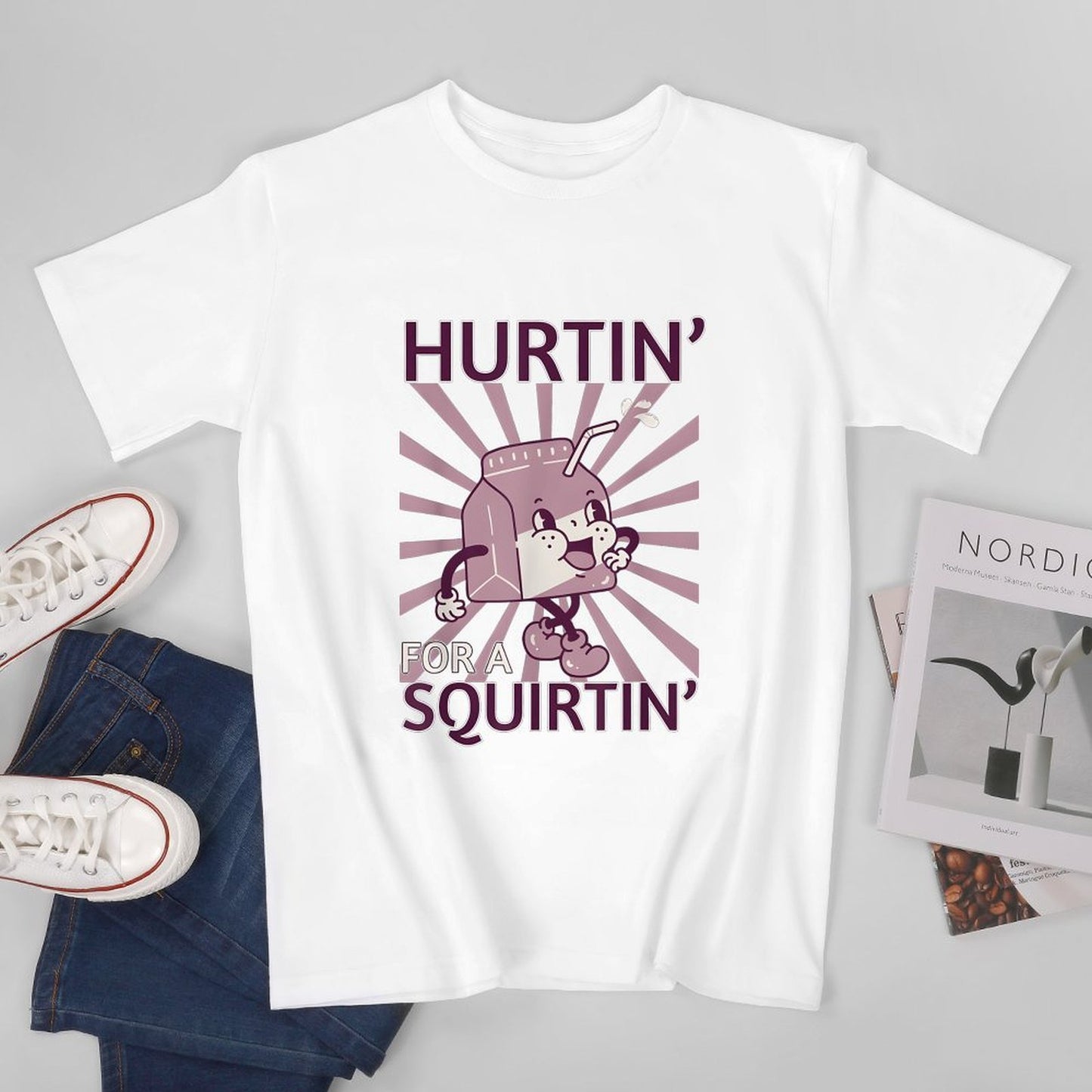 Inkmay Casual Cotton T-shirt Cartoon Squirt Bottle With Happy Face Unisex T-shirtSharp Regular T-Shirt