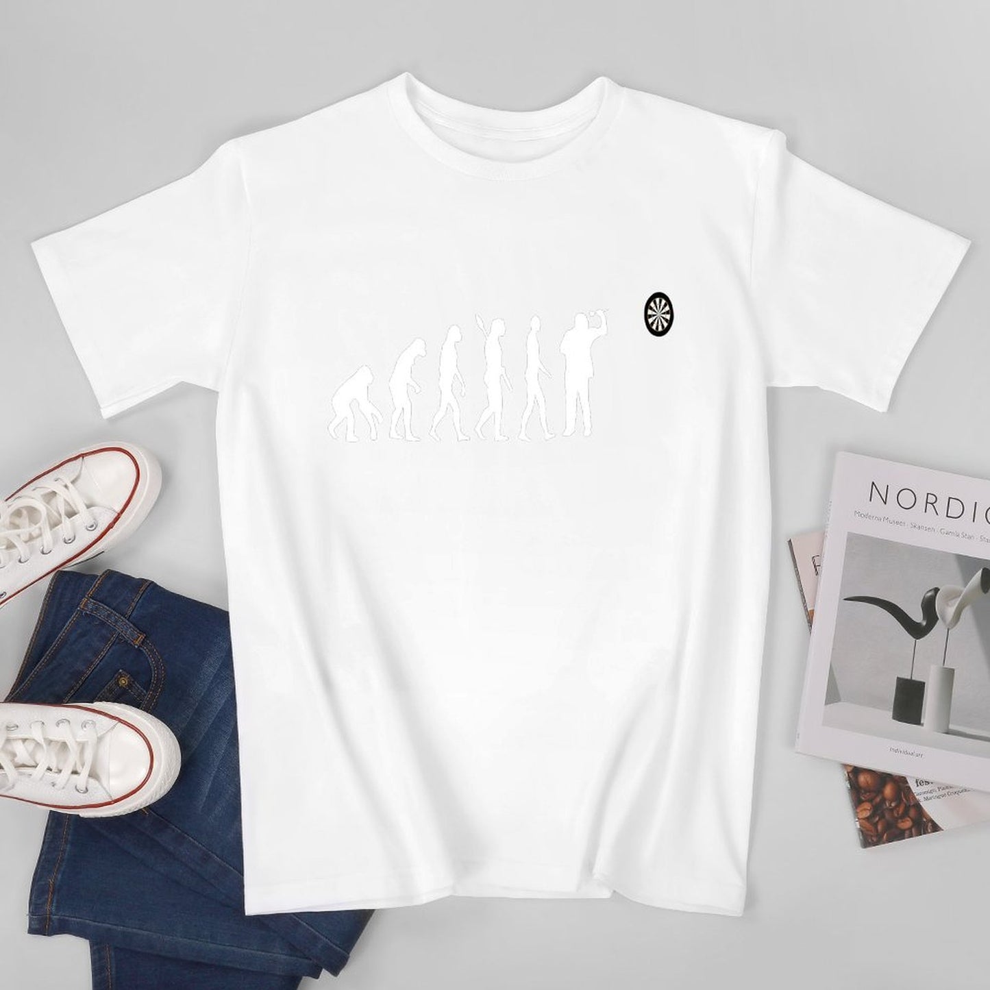 Inkmay Casual Cotton T-shirt Evolution Progression To Dart Throwing Unisex T-shirtClassic Made-to-Order T-Shirt