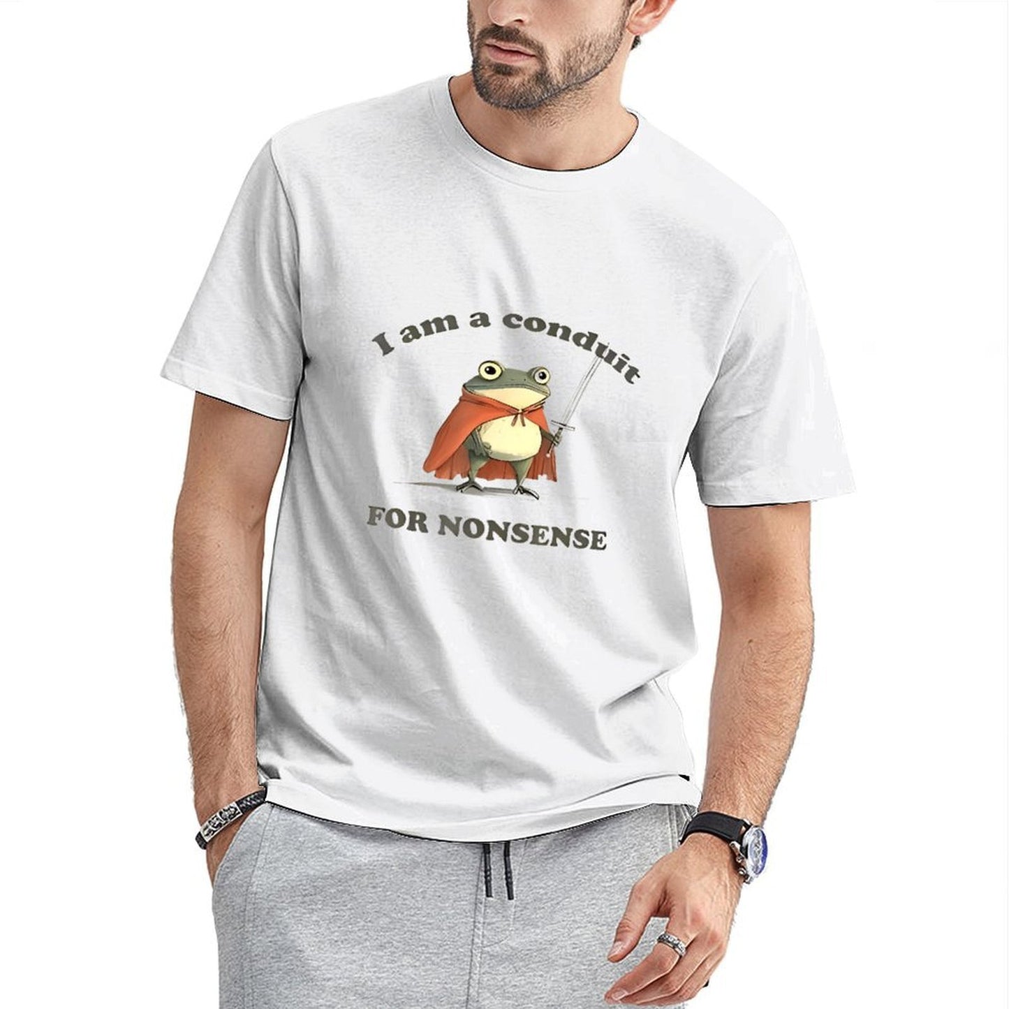 Inkmay Casual Cotton T-shirt Frog With Cape And Sword Unisex T-shirtPremiumSeries Signature T-Shirt