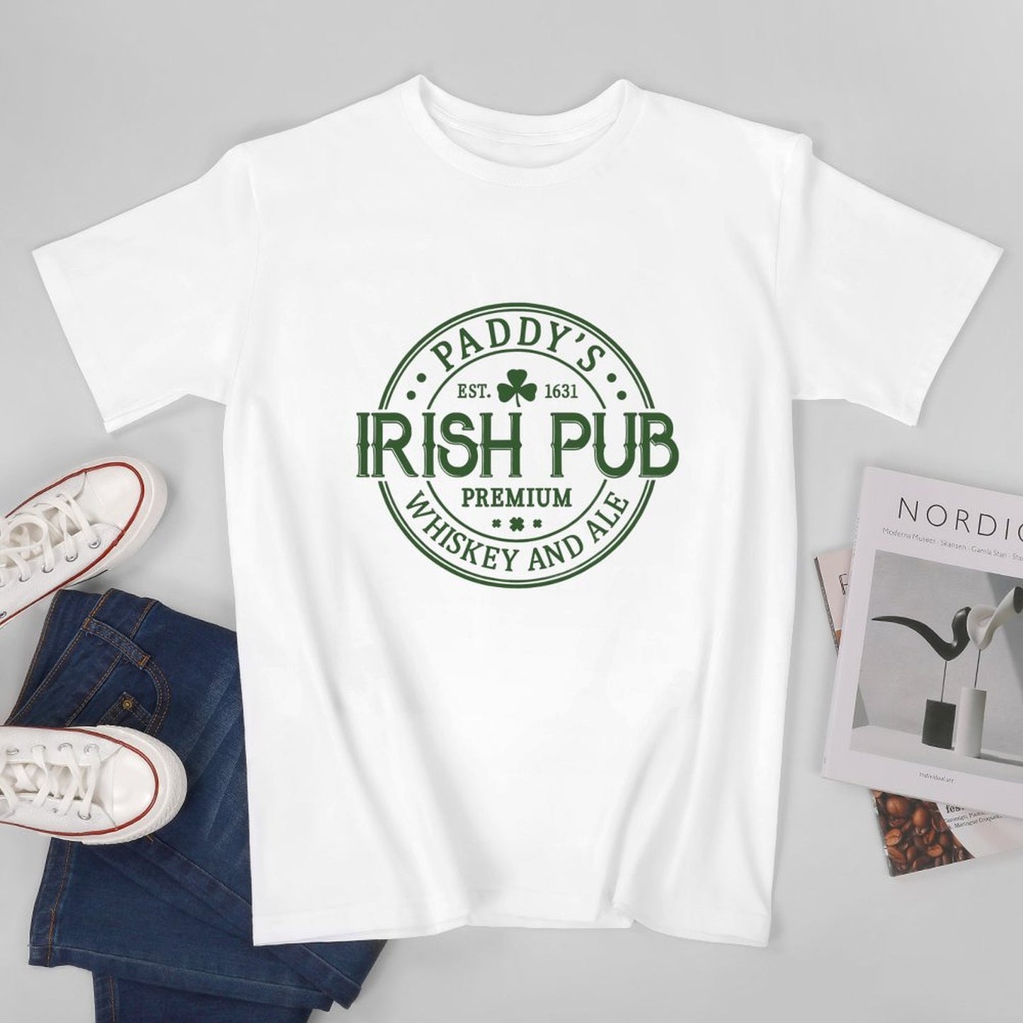 Inkmay Casual Cotton T-shirt Solid Green Background No Patterns Unisex T-shirtChill Seamless T-Shirt