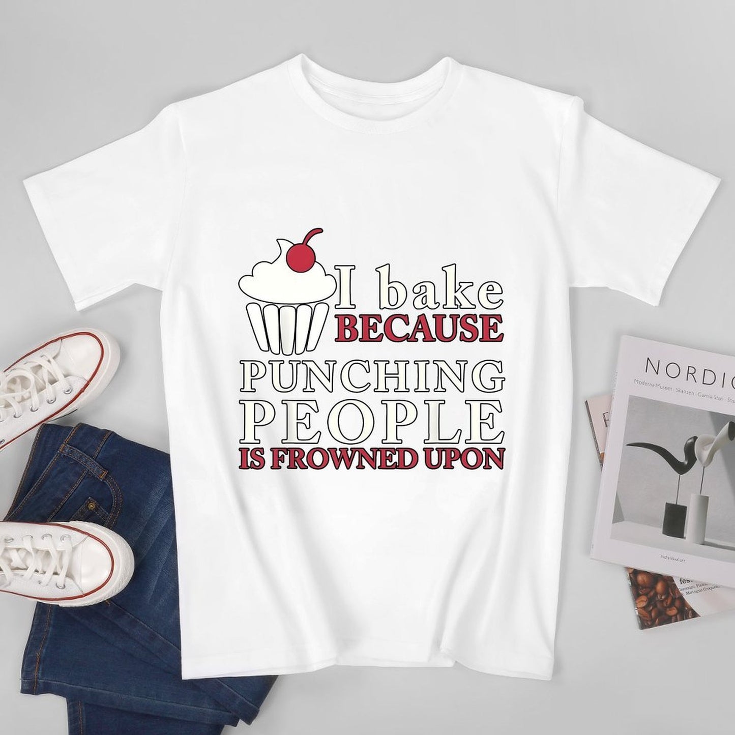 Inkmay Casual Cotton T-shirt Baking Is My Stress Relief Method Unisex T-shirtHeavyweight Fade-Resistant T-Shirt