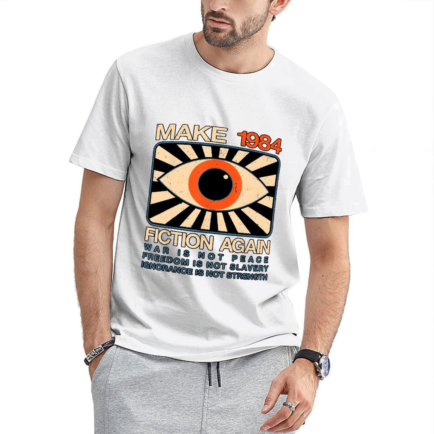 Inkmay Casual Cotton T-shirt Make 1984 Fiction Again War Unisex T-shirtFade-Resistant PremiumSeries T-Shirt