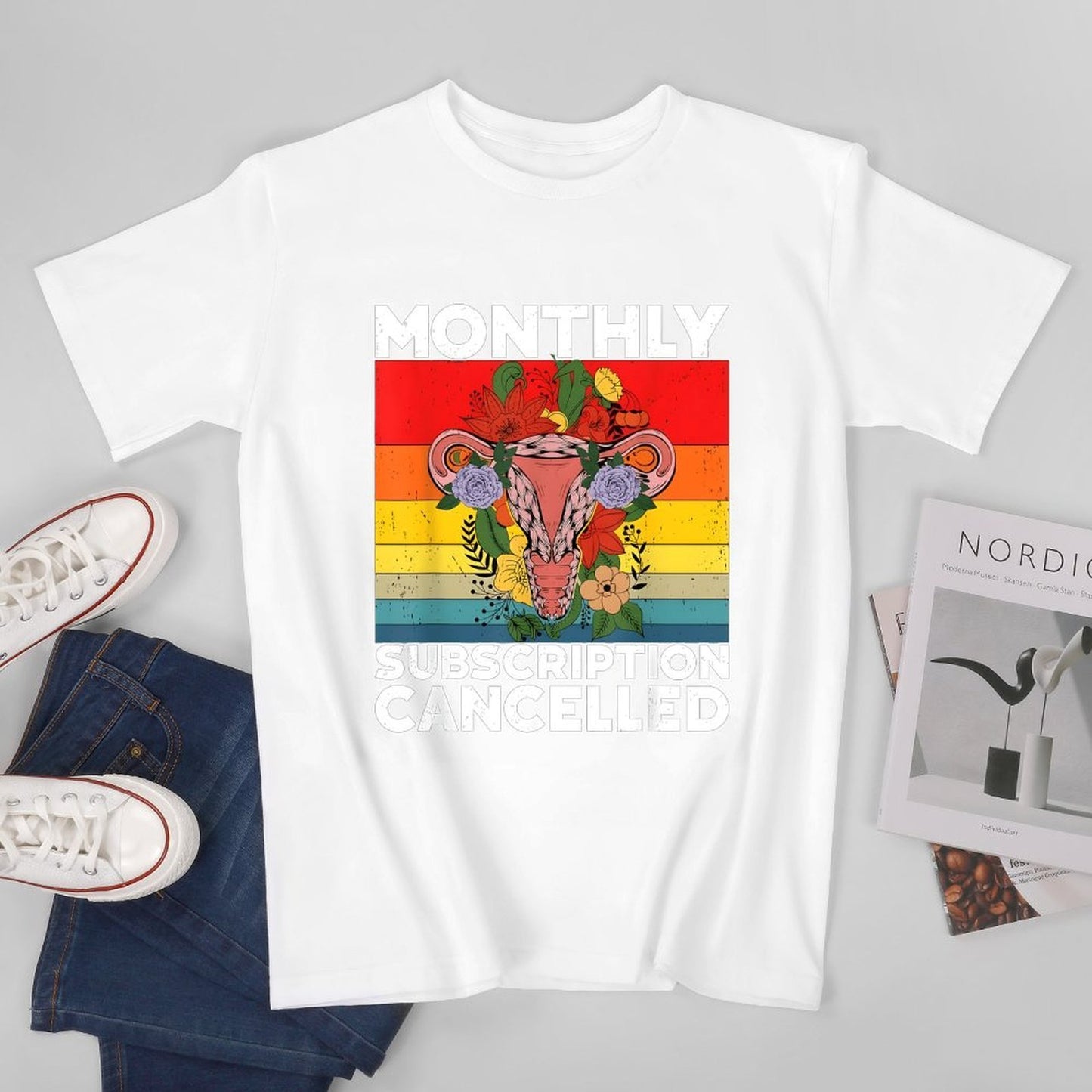 Inkmay Casual Cotton T-shirt Monthly Subscription Cancelled With Floral Design Unisex T-shirtFresh Eco-Conscious T-Shirt