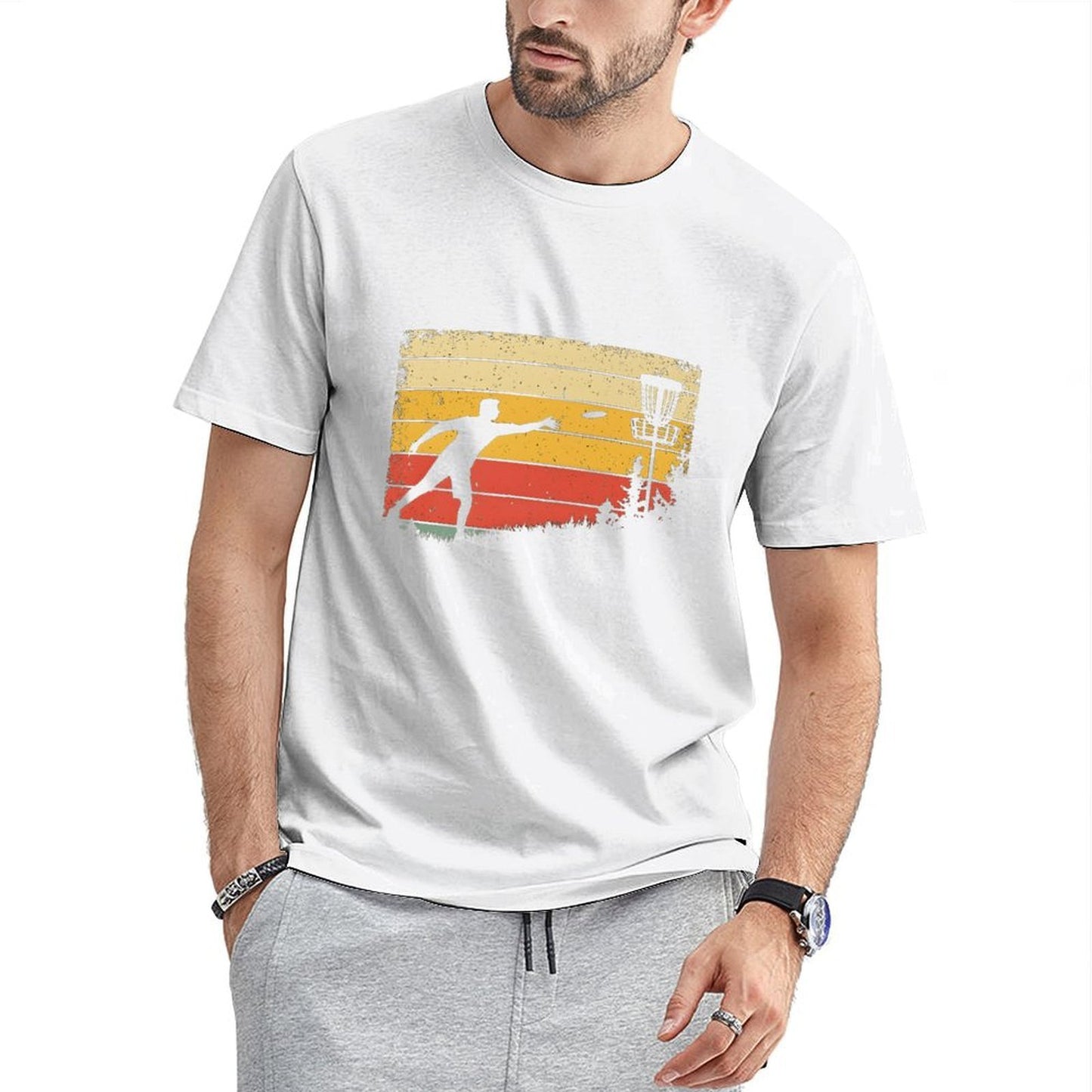 Inkmay Casual Cotton T-shirt Disc Golf Player Throwing Disc Artwork Unisex T-shirt