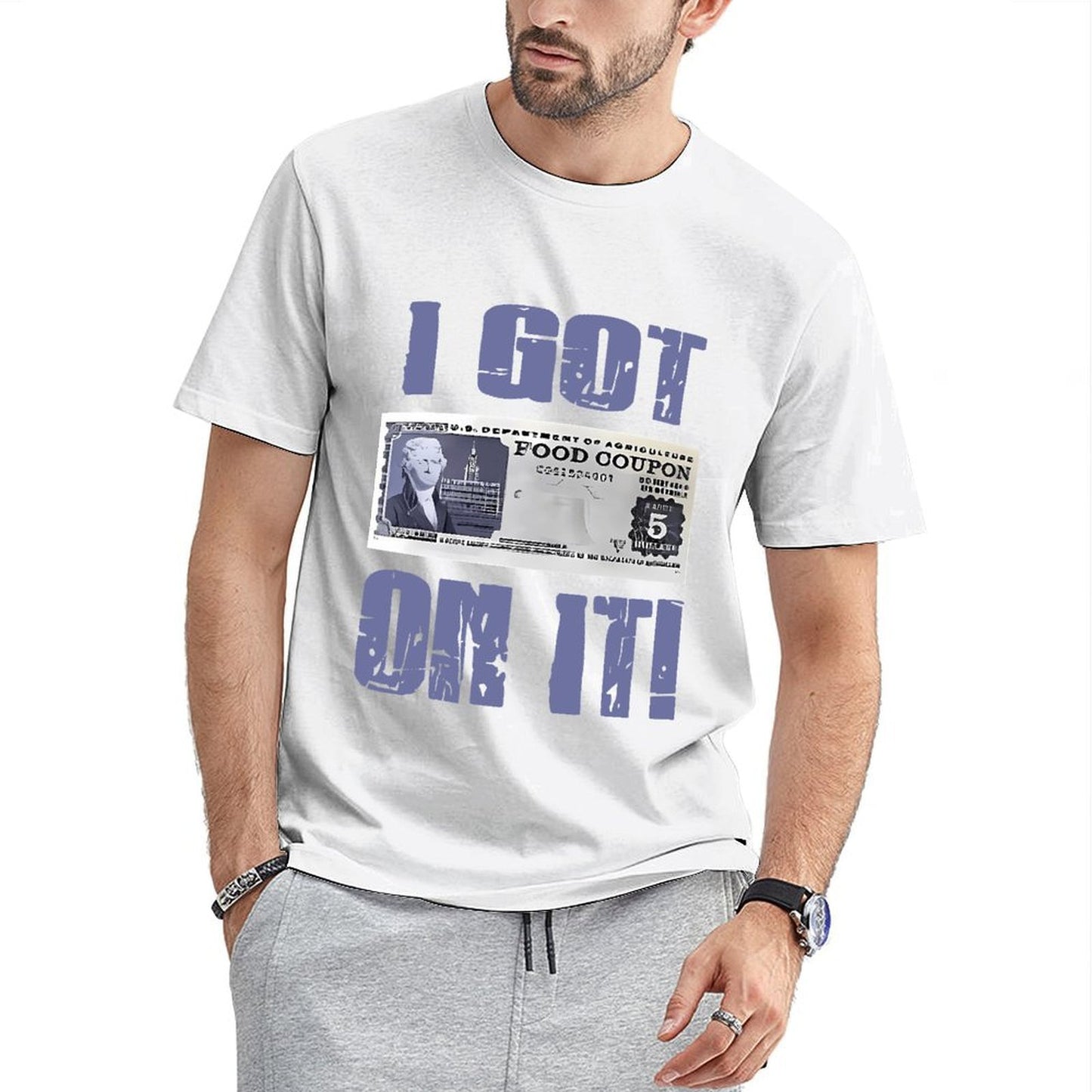 Inkmay Casual Cotton T-shirt Food Coupon Design With Jefferson Pattern Unisex T-shirtHeavyweight Design-Your-Own T-Shirt
