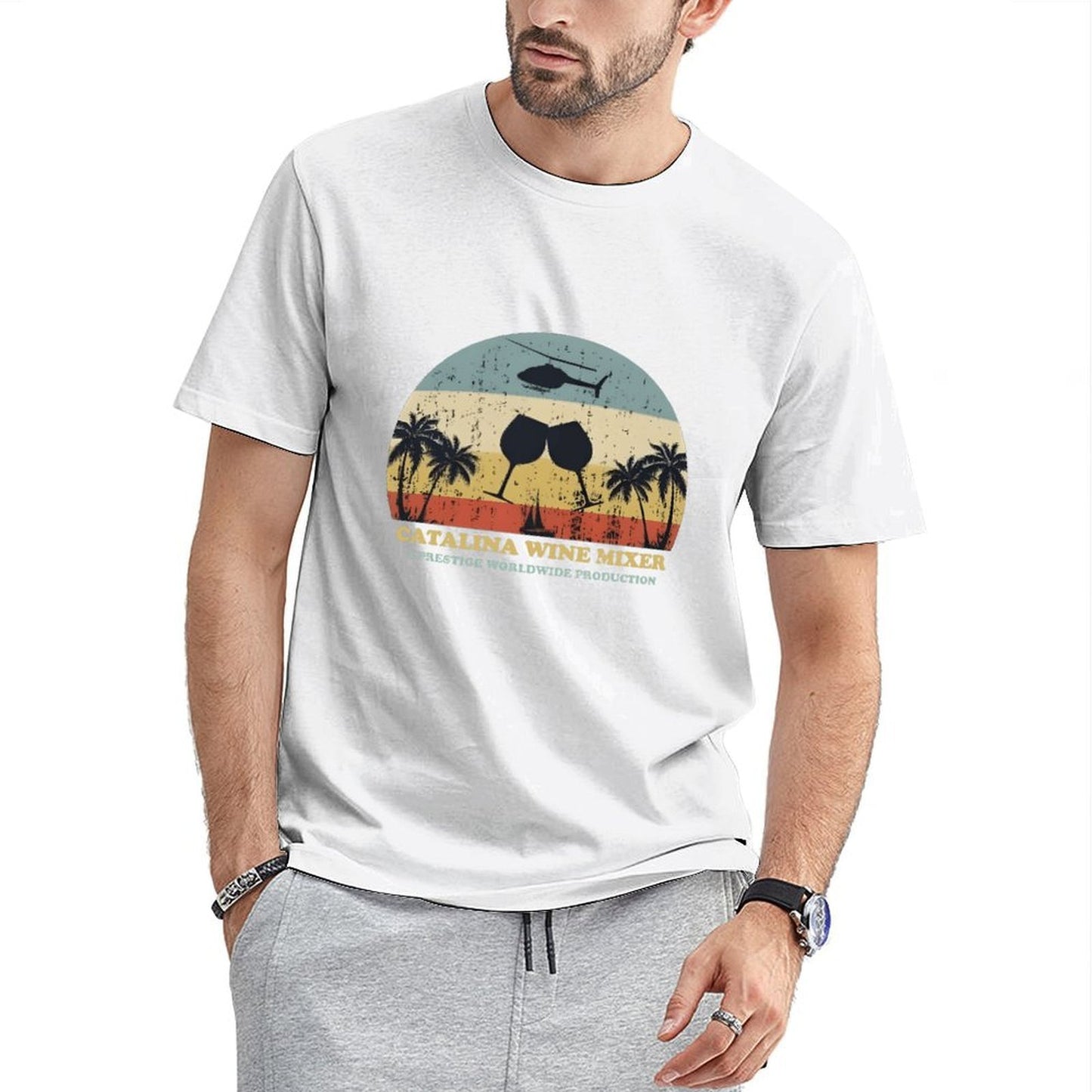 Inkmay Casual Cotton T-shirt Catalina Wine Mixer Helicopter Palm Trees Unisex T-shirtNeutral EverydayFit T-Shirt
