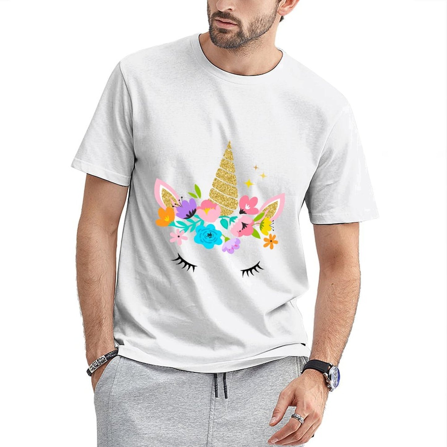 Inkmay Casual Cotton Unisex T-ShirtClean Edges Sharp T-Shirt