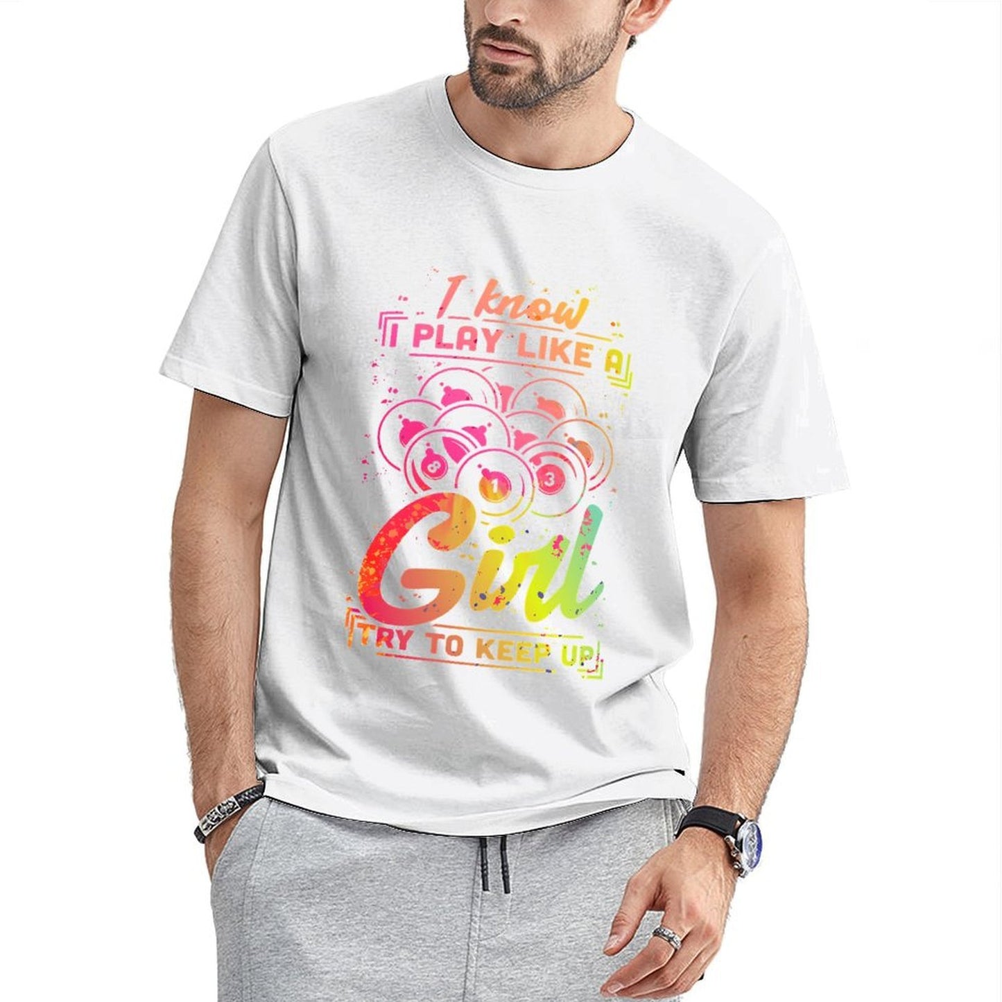 Inkmay Casual Cotton T-shirt Colorful Abstract Art With Text Design Unisex T-shirtLong Lasting RegularFit T-Shirt