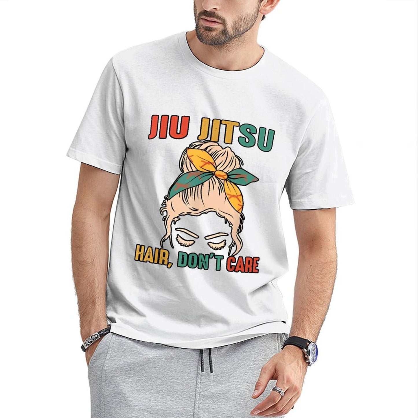 Inkmay Casual Cotton T-shirt Hair Don T Care Jiu Jitsu Unisex T-shirtRegularFit LooseFit T-Shirt