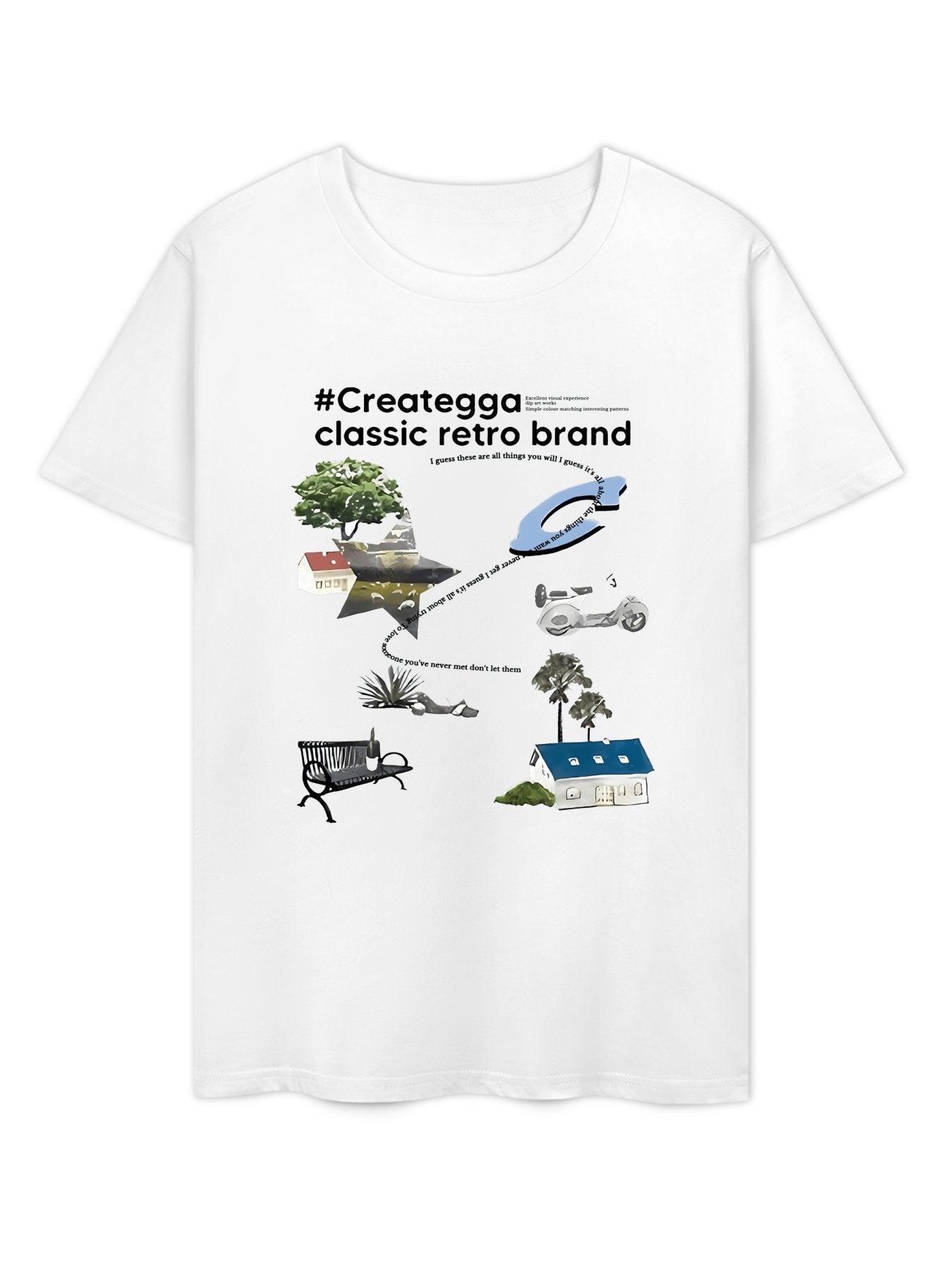 Inkmay Casual Cotton T-shirt Cityscape With Trees And Buildings Unisex T-shirtSharp Premium T-Shirt