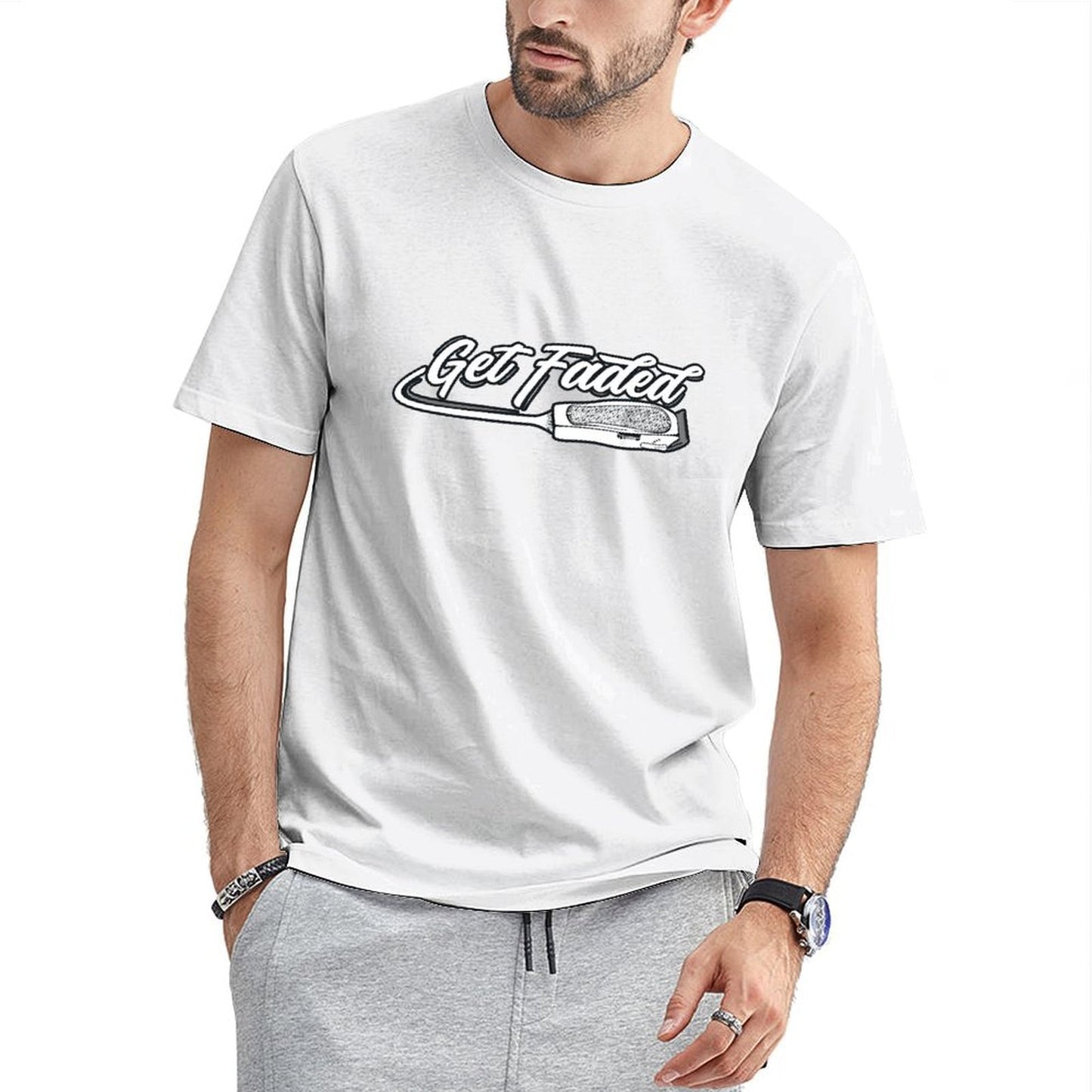 Inkmay Casual Cotton T-shirt Get Faded Razor Blade Design Artwork Unisex T-shirtModern CityStyle T-Shirt