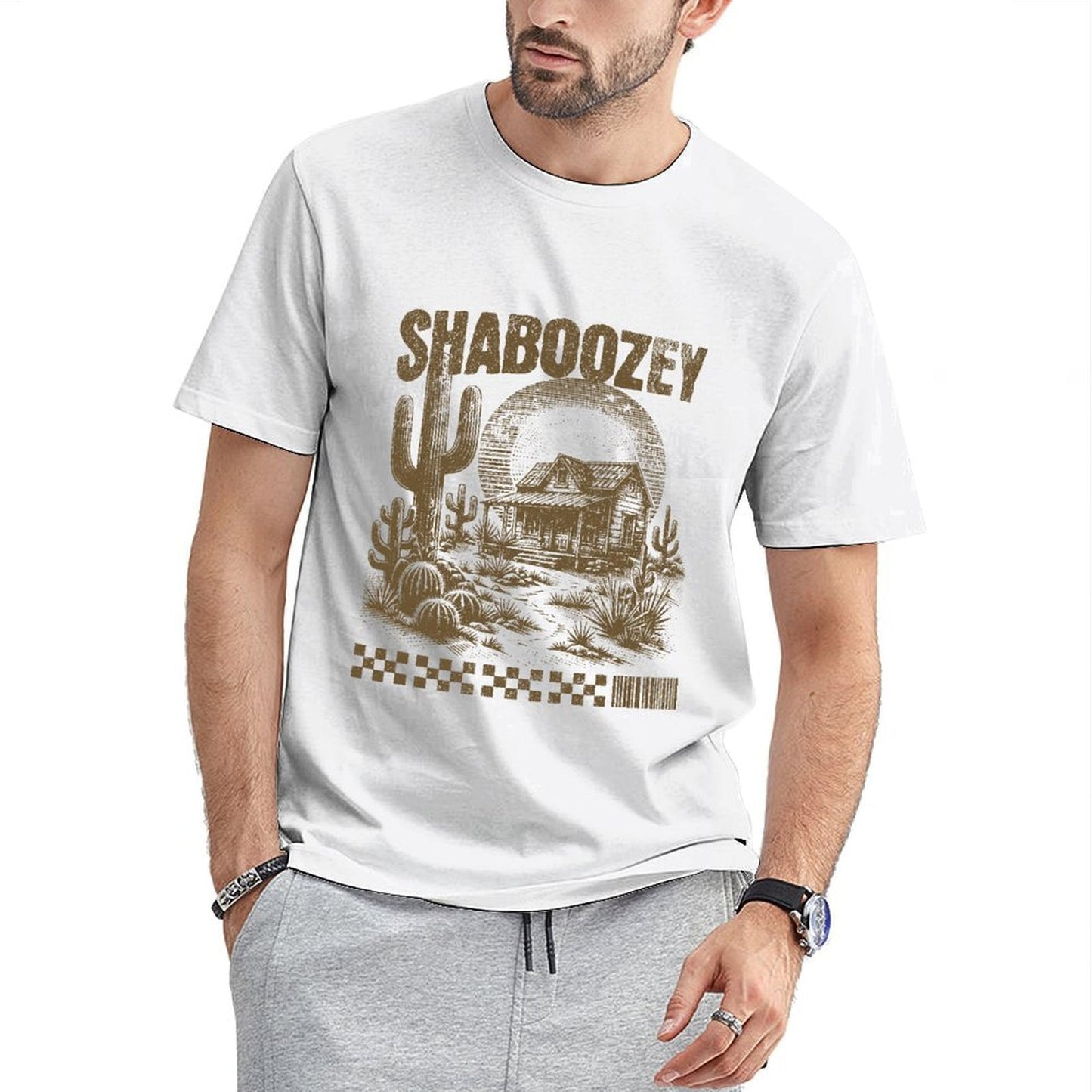 Inkmay Casual Cotton T-shirt Solid Brown Background No Pattern Prints Unisex T-shirtBasicSeries 100% Cotton T-Shirt