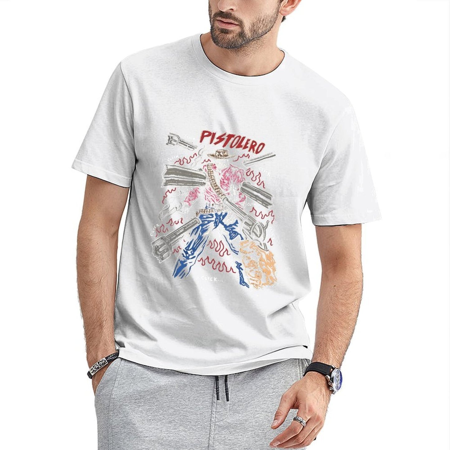 Inkmay Casual Cotton T-shirt Cowboy With Guns And Bandana Unisex T-shirtEasyStyle Studio T-Shirt