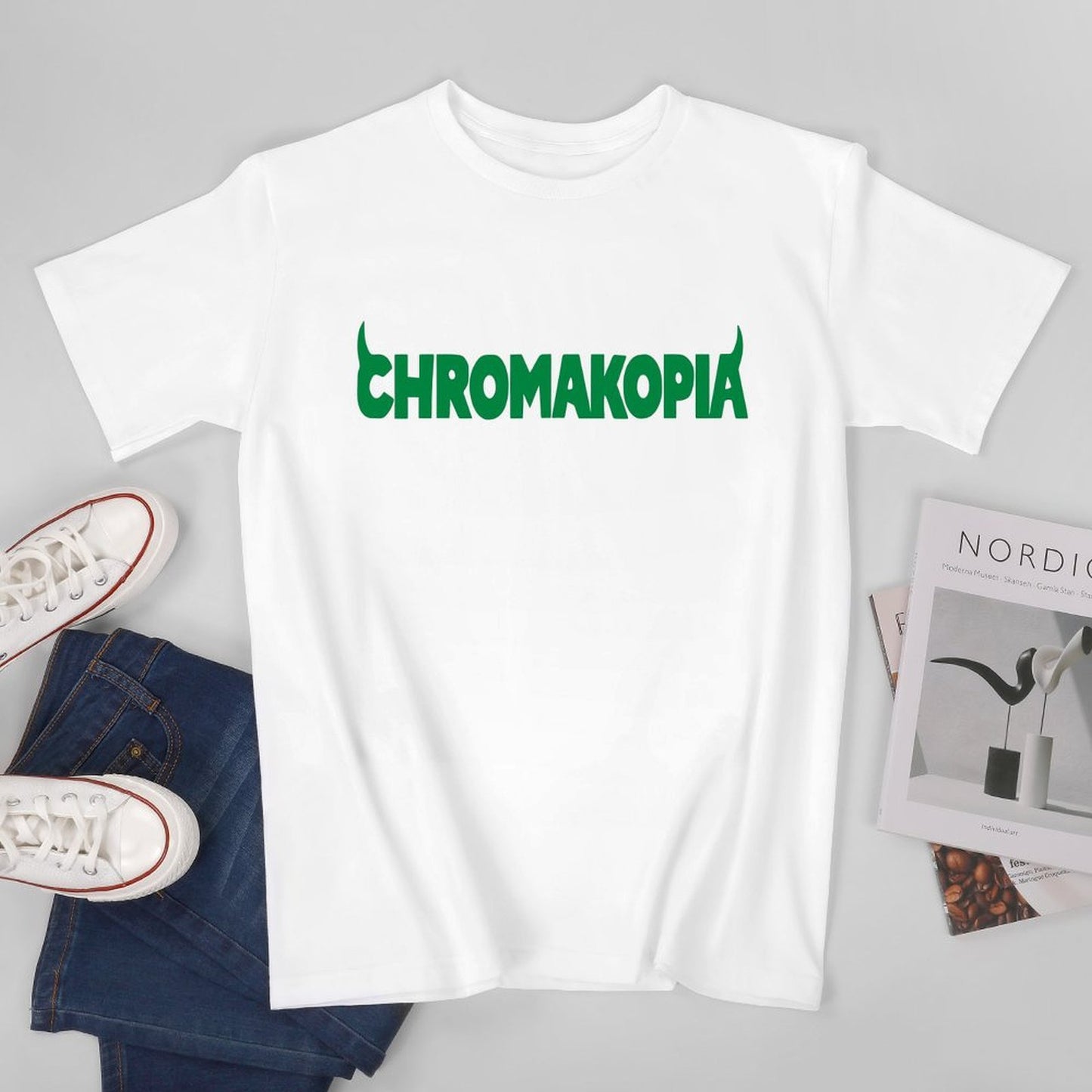 Inkmay Casual Cotton T-shirt Solid Green Background No Pattern Prints Unisex T-shirt