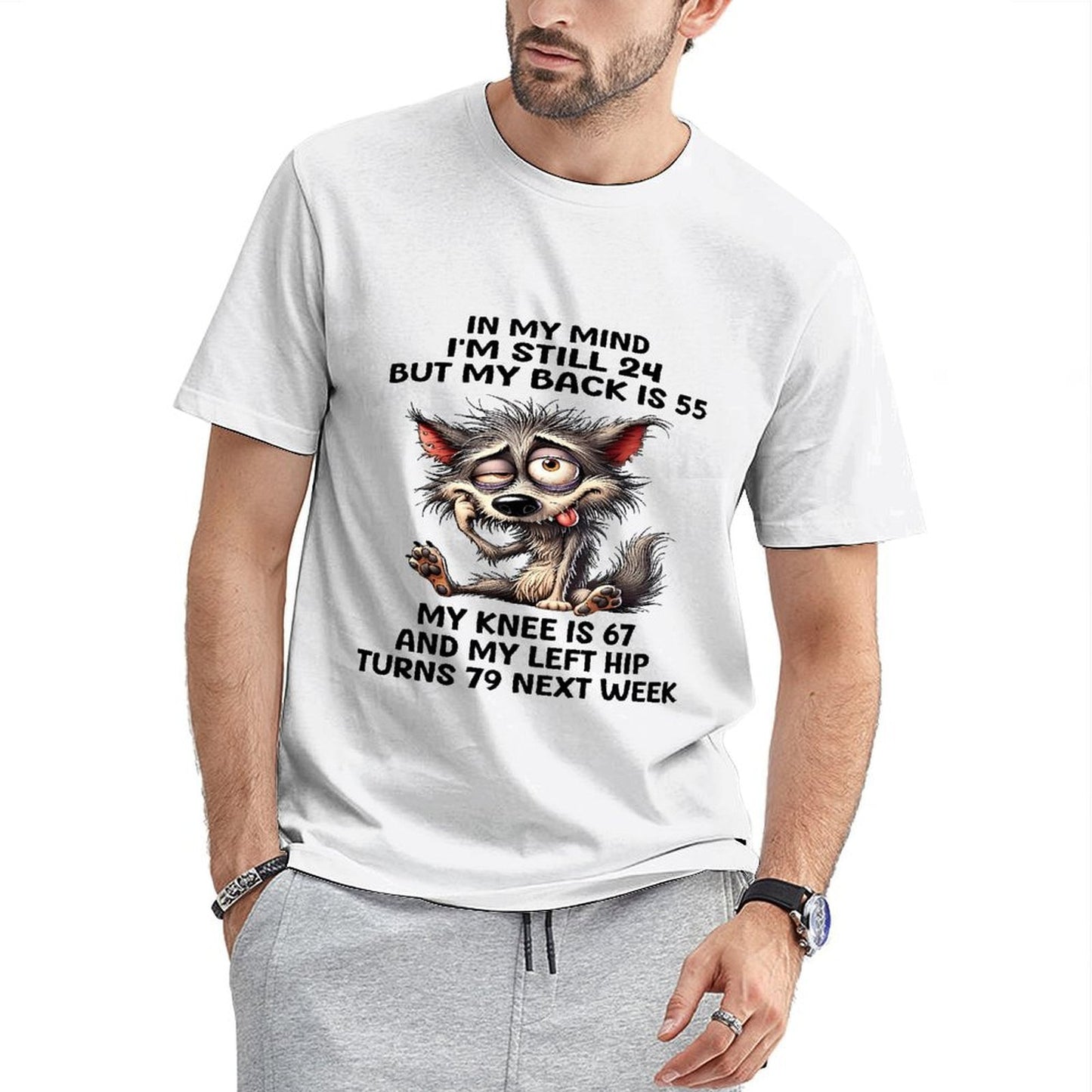 Inkmay Casual Cotton T-shirt Cute Wolf With Glasses And Tongue Unisex T-shirtTrueStyle Urban T-Shirt