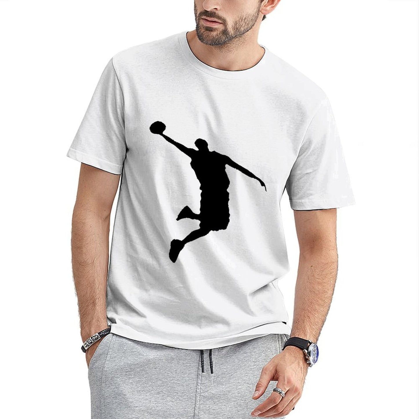 Inkmay Casual Cotton T-shirt Abstract Geometric Design With Black Squares Unisex T-shirtFade-Proof EverydayWear T-Shirt