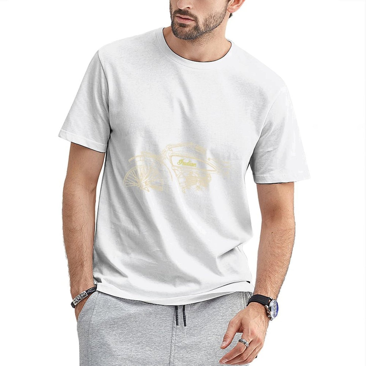 Inkmay Casual Cotton T-shirt Simple Sky With Cloud Pattern Design Unisex T-shirtDaily Indoor T-Shirt