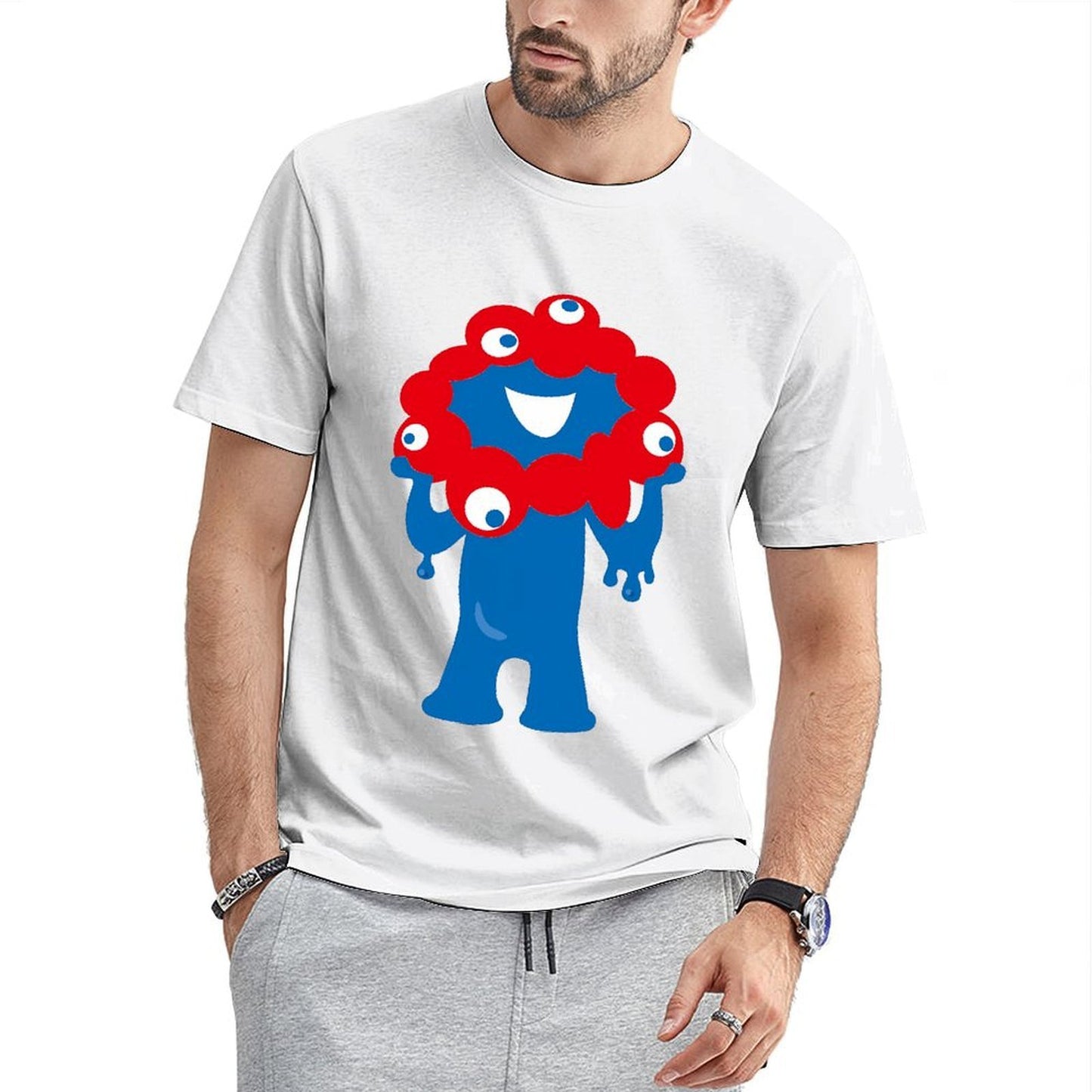 Inkmay Casual Cotton T-shirt Blue Creature With Red Spots Unisex T-shirtEverydayComfort Heritage T-Shirt