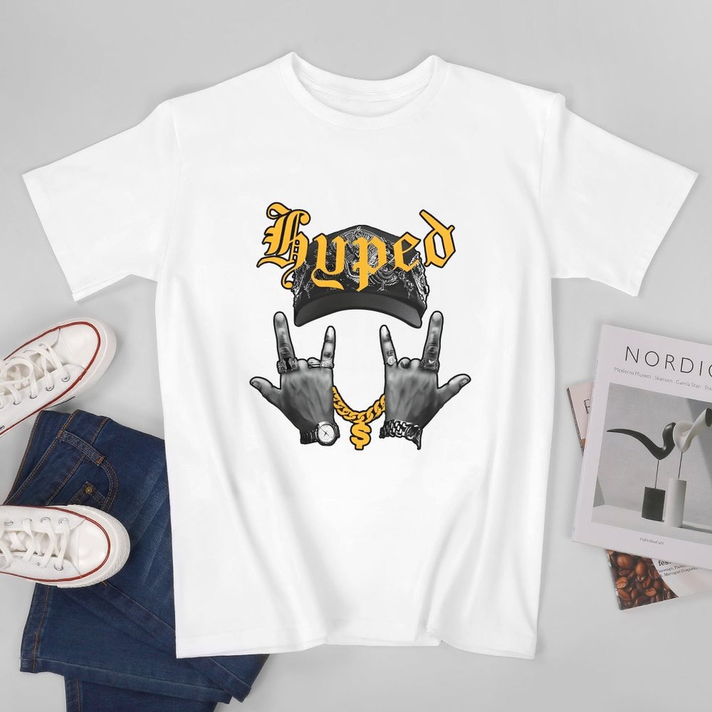 Inkmay Casual Cotton T-shirt Hyped Hat With Intricate Design Art Unisex T-shirtEverydaySeries Everyday T-Shirt
