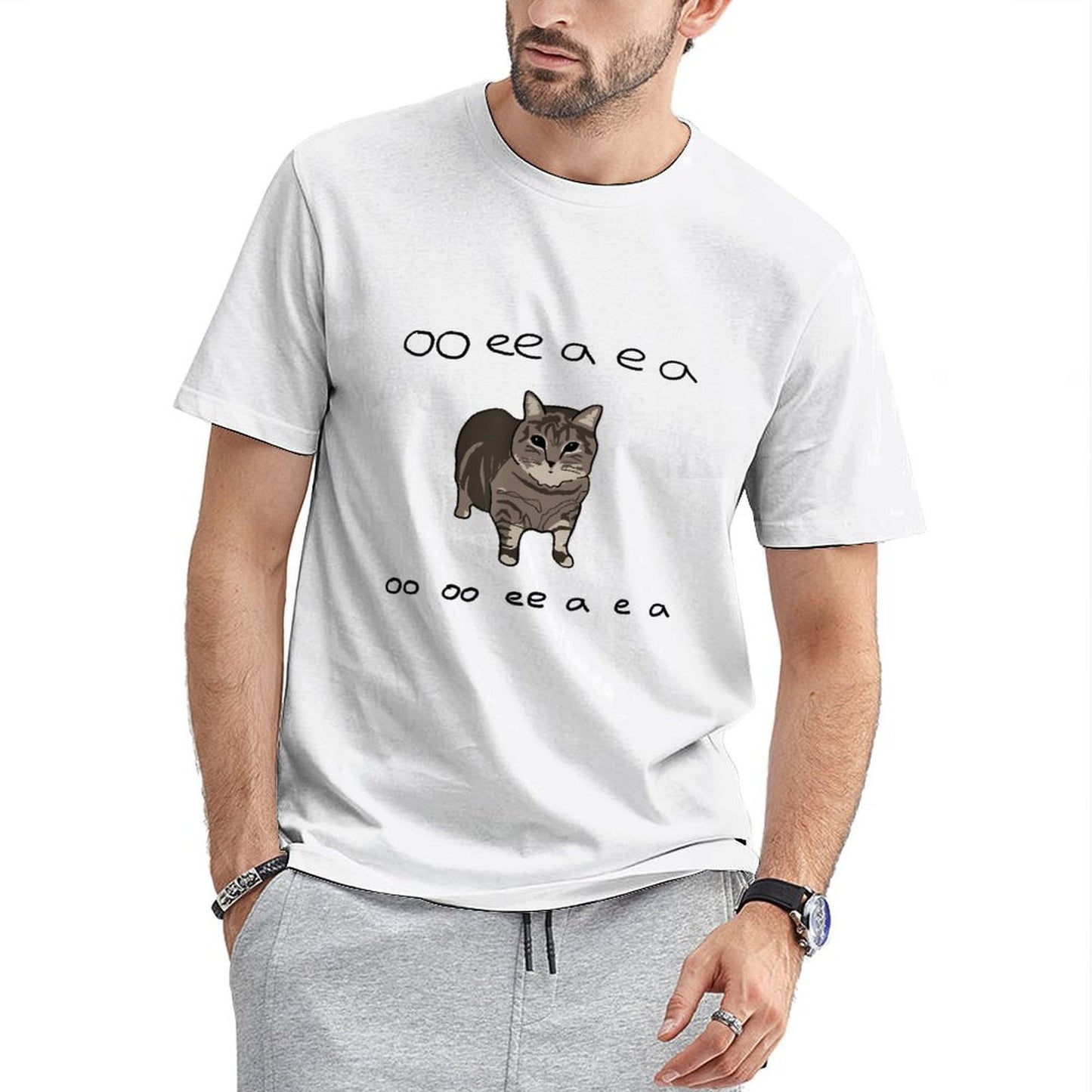 Inkmay Casual Cotton T-shirt Cat With Brown And Gray Fur Unisex T-shirtMidweight Classic T-Shirt