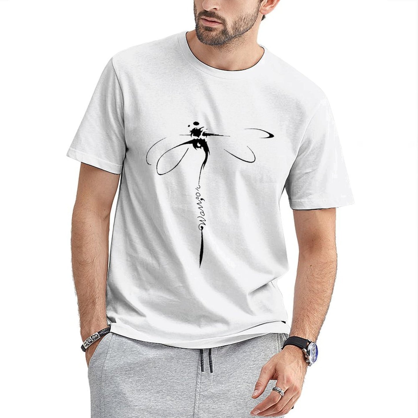 Inkmay Casual Cotton T-shirt Abstract Geometric Design With Black Shapes Unisex T-shirtMen¡¯s / Women¡¯s / Youth Everyday T-Shirt