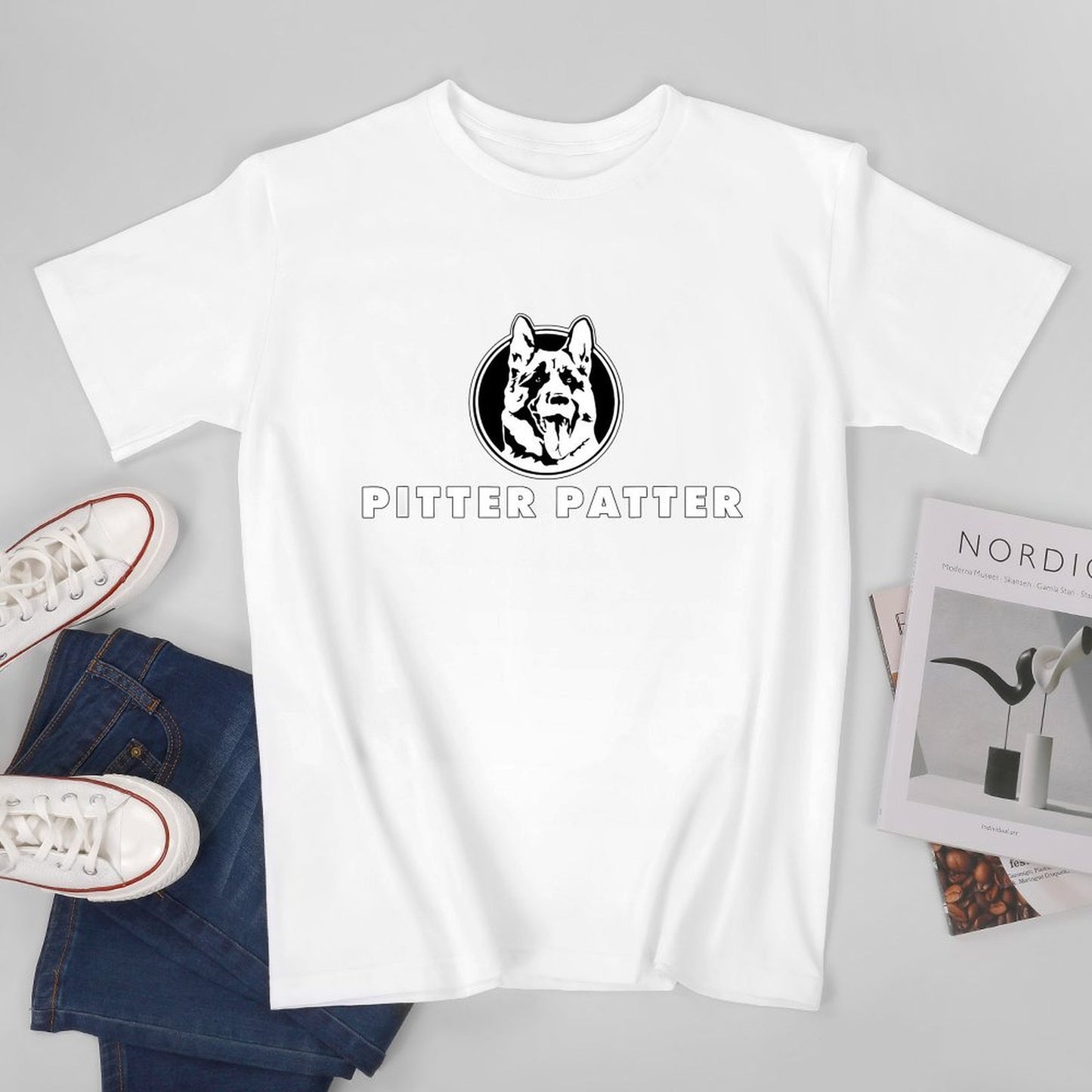 Inkmay Casual Cotton T-shirt Dog Head In Circular Frame Design Unisex T-shirt