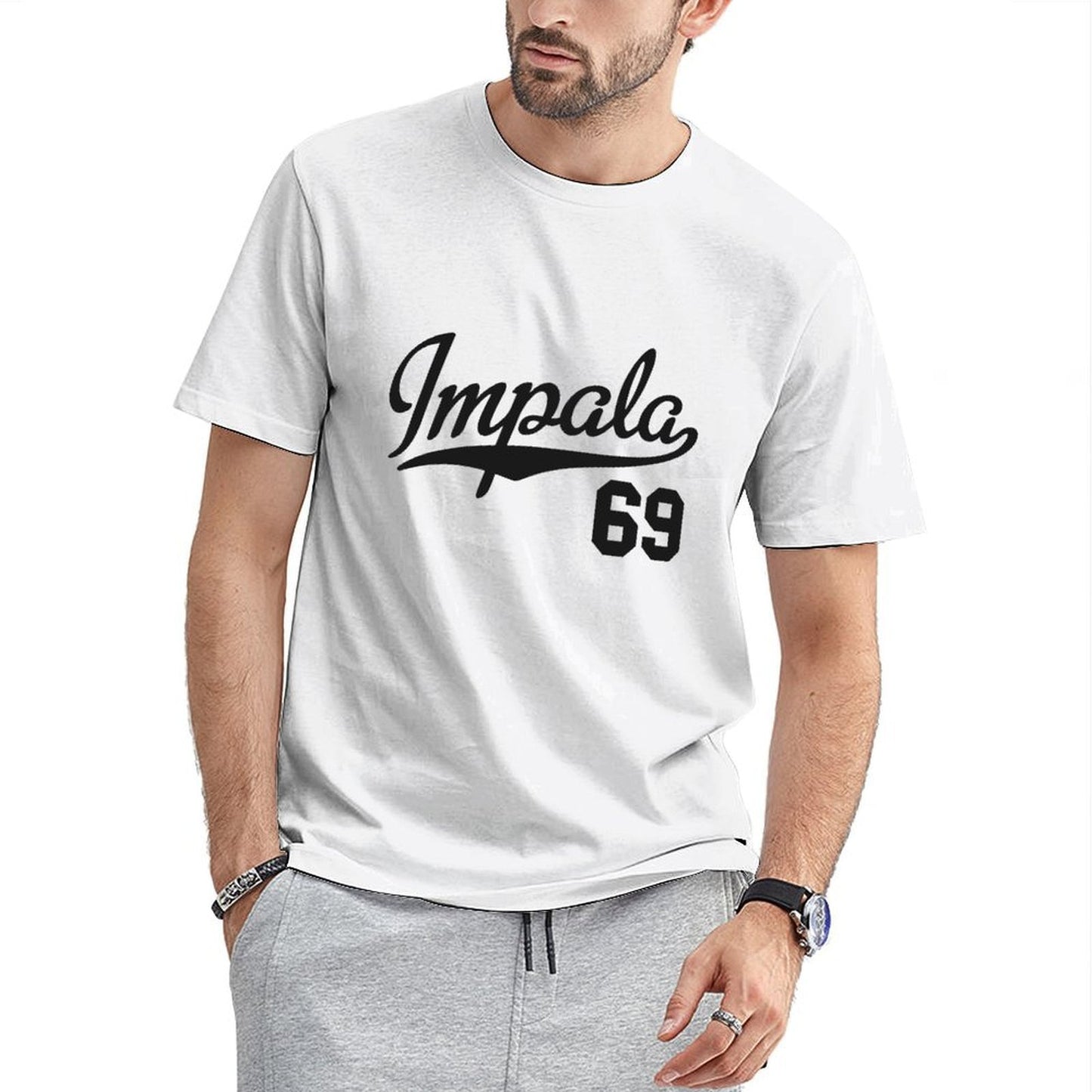 Inkmay Casual Cotton T-shirt Impala Sixty Nine Script Design Artwork Unisex T-shirtYearRound Pure T-Shirt