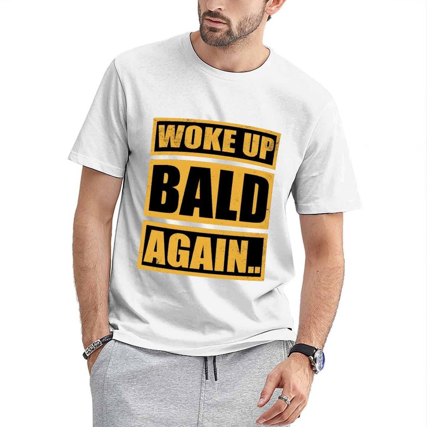 Inkmay Casual Cotton T-shirt Woke Up Bald Again Print Design Unisex T-shirtPremium Recycled T-Shirt