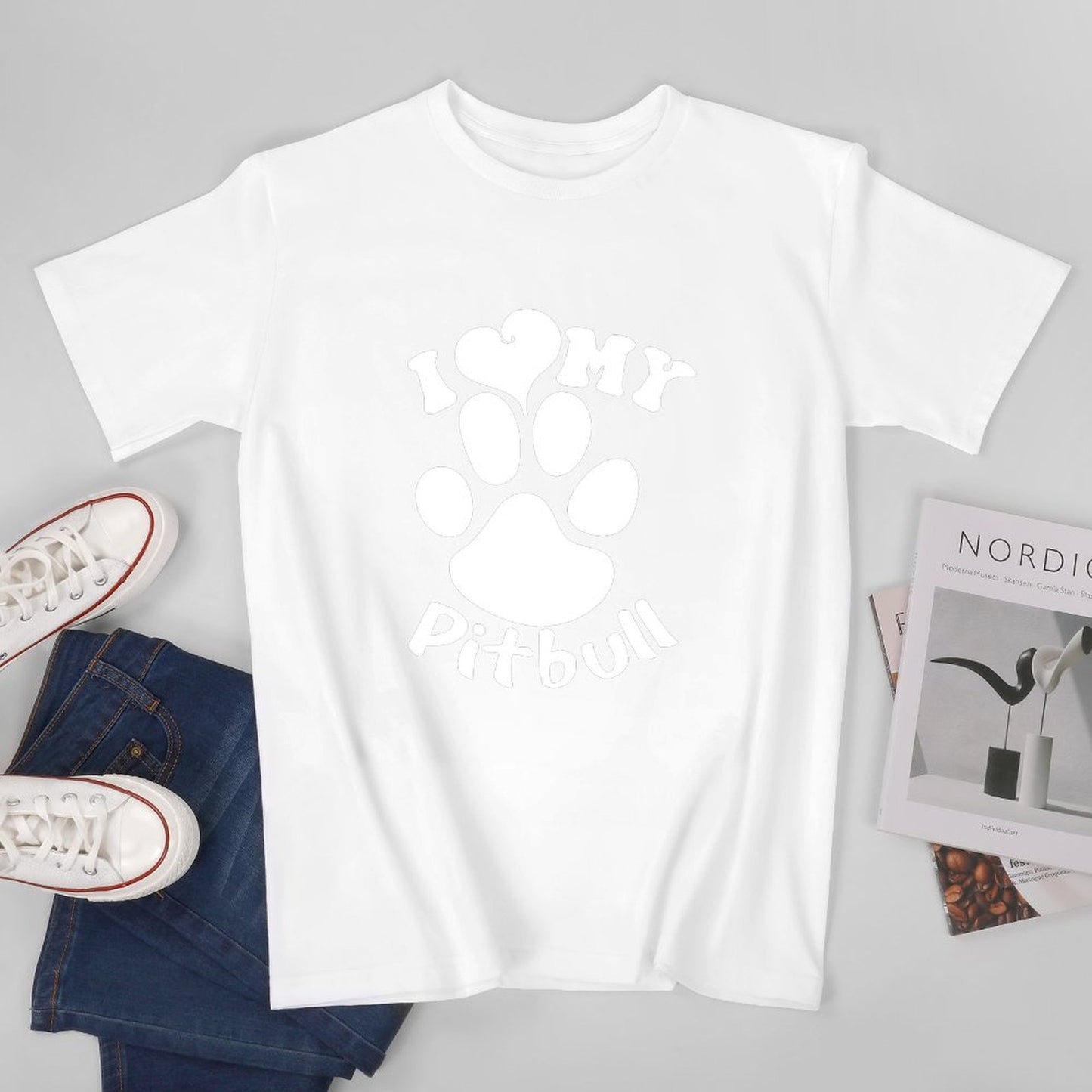 Inkmay Casual Cotton T-shirt Paw Print With I Love My Unisex T-shirtAllDay AllSeason T-Shirt