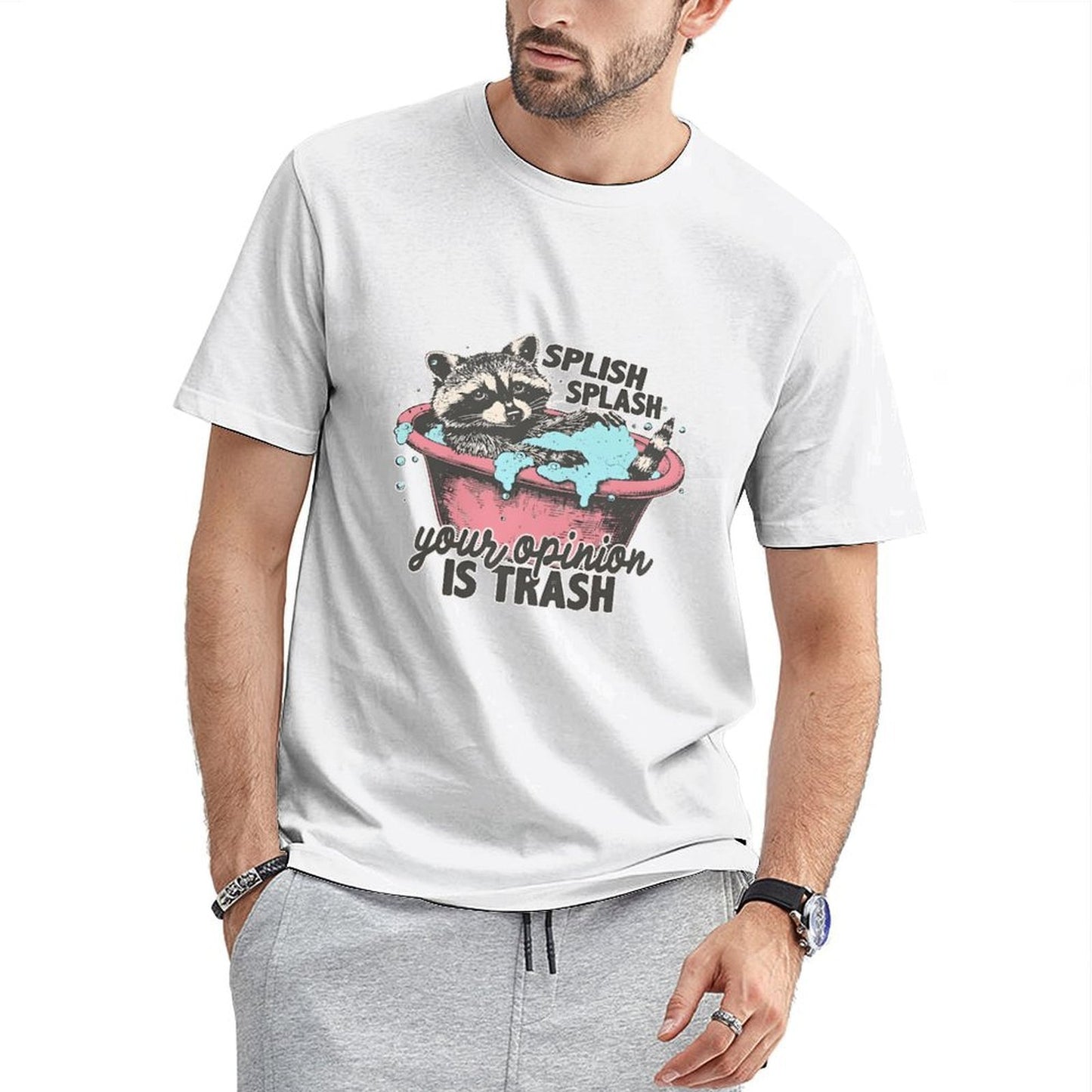 Inkmay Casual Cotton T-shirt Raccoon In Tub With Bubbles Unisex T-shirtActiveLine EssentialFit T-Shirt