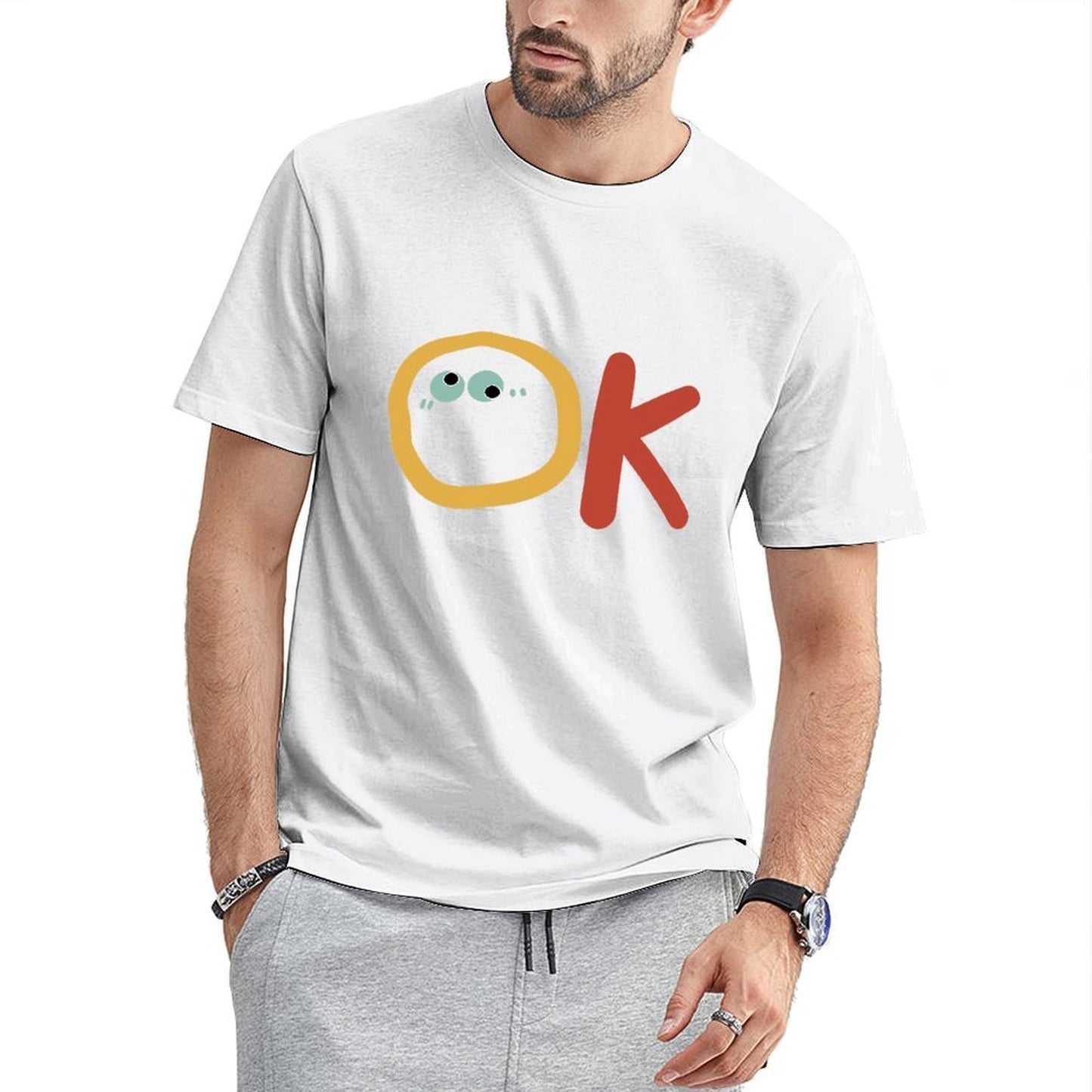 Inkmay Casual Cotton T-shirt Ok With Eyes And Red Unisex T-shirtActiveLine Strong T-Shirt