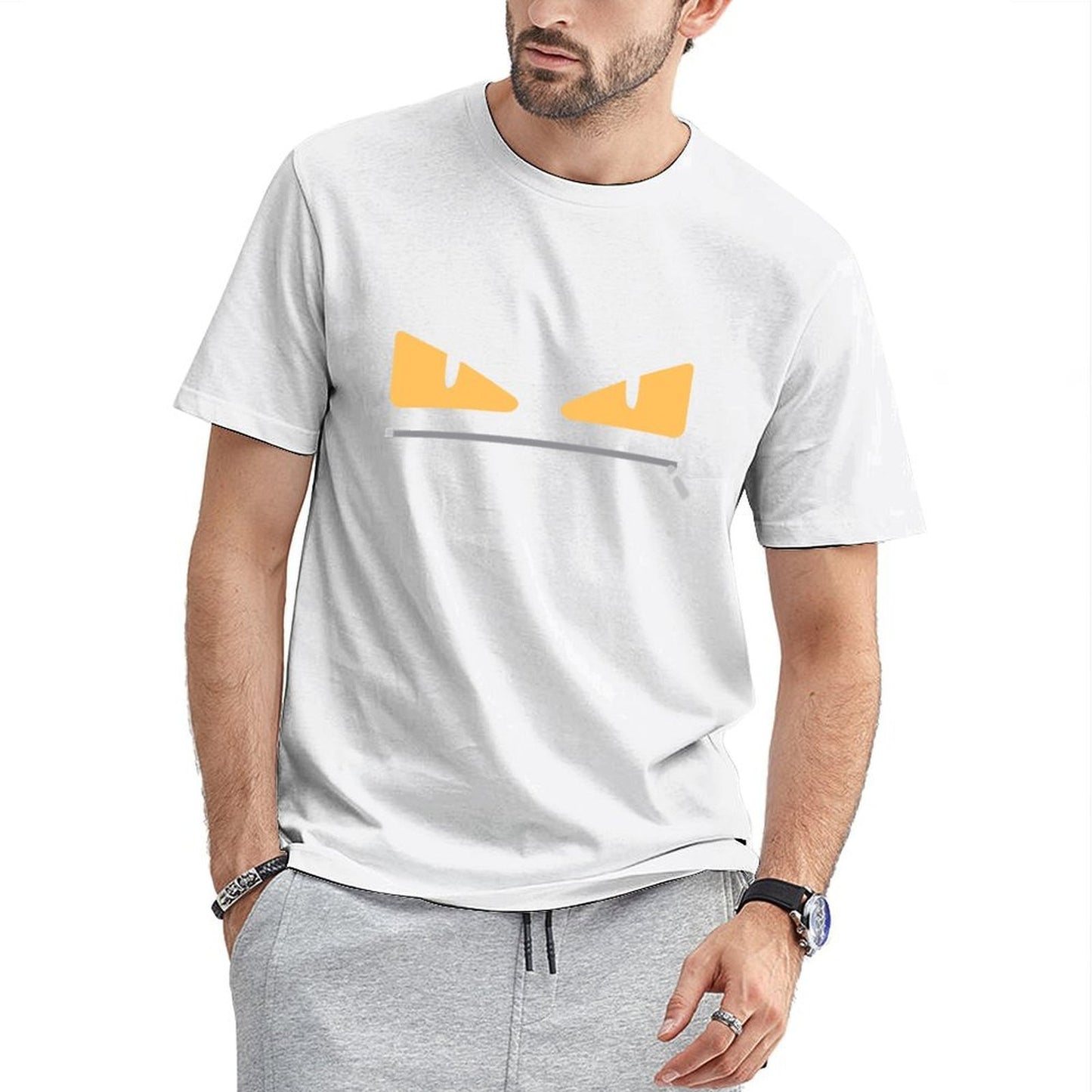 Inkmay Casual Cotton T-shirt Abstract Yellow And Black Design Unisex T-shirtEverydayFit Indoor T-Shirt