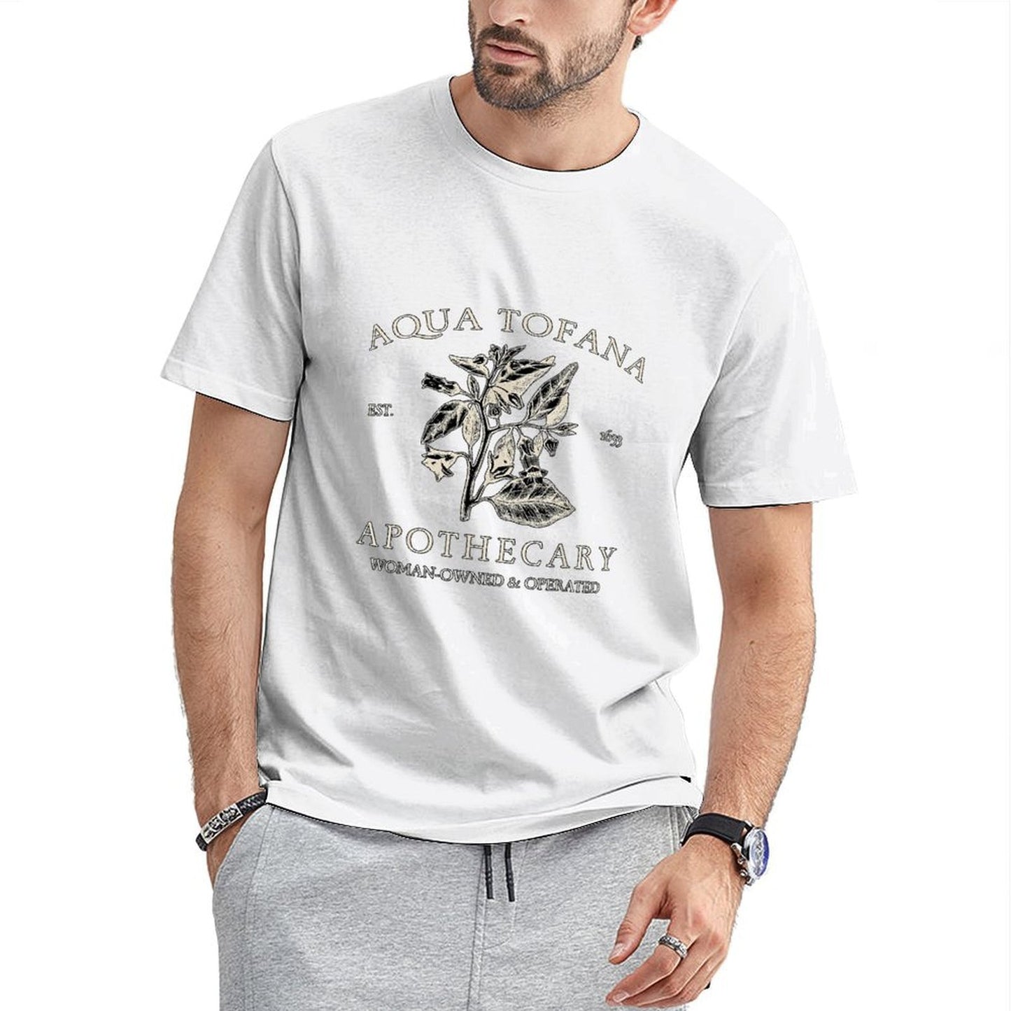 Inkmay Casual Cotton T-shirt Aqua Tofana Apothecary Woman Owned Operated Unisex T-shirtActiveLine SoftFeel T-Shirt