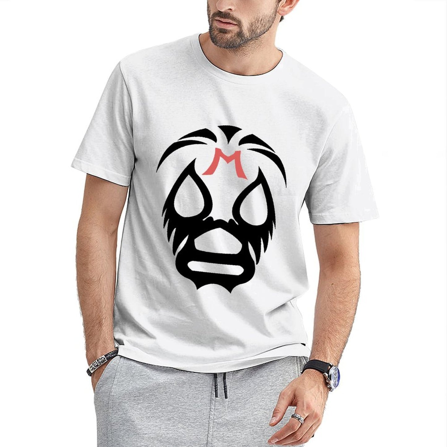 Inkmay Casual Cotton T-shirt Solid Coral Color Top Design Unisex T-shirtIndoor Retro T-Shirt