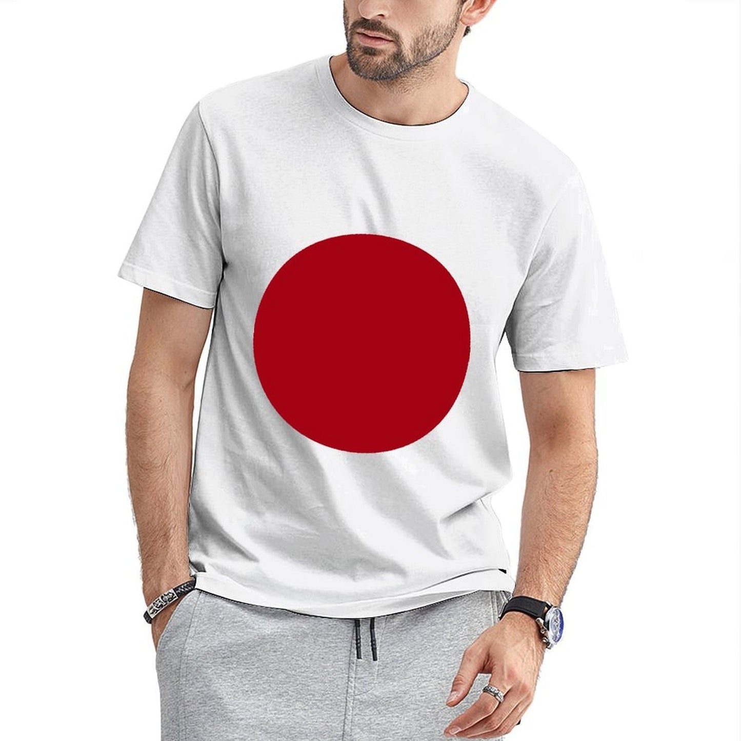 Inkmay Casual Cotton T-shirt Red Background With White Lines Unisex T-shirtFundraising Plain T-Shirt