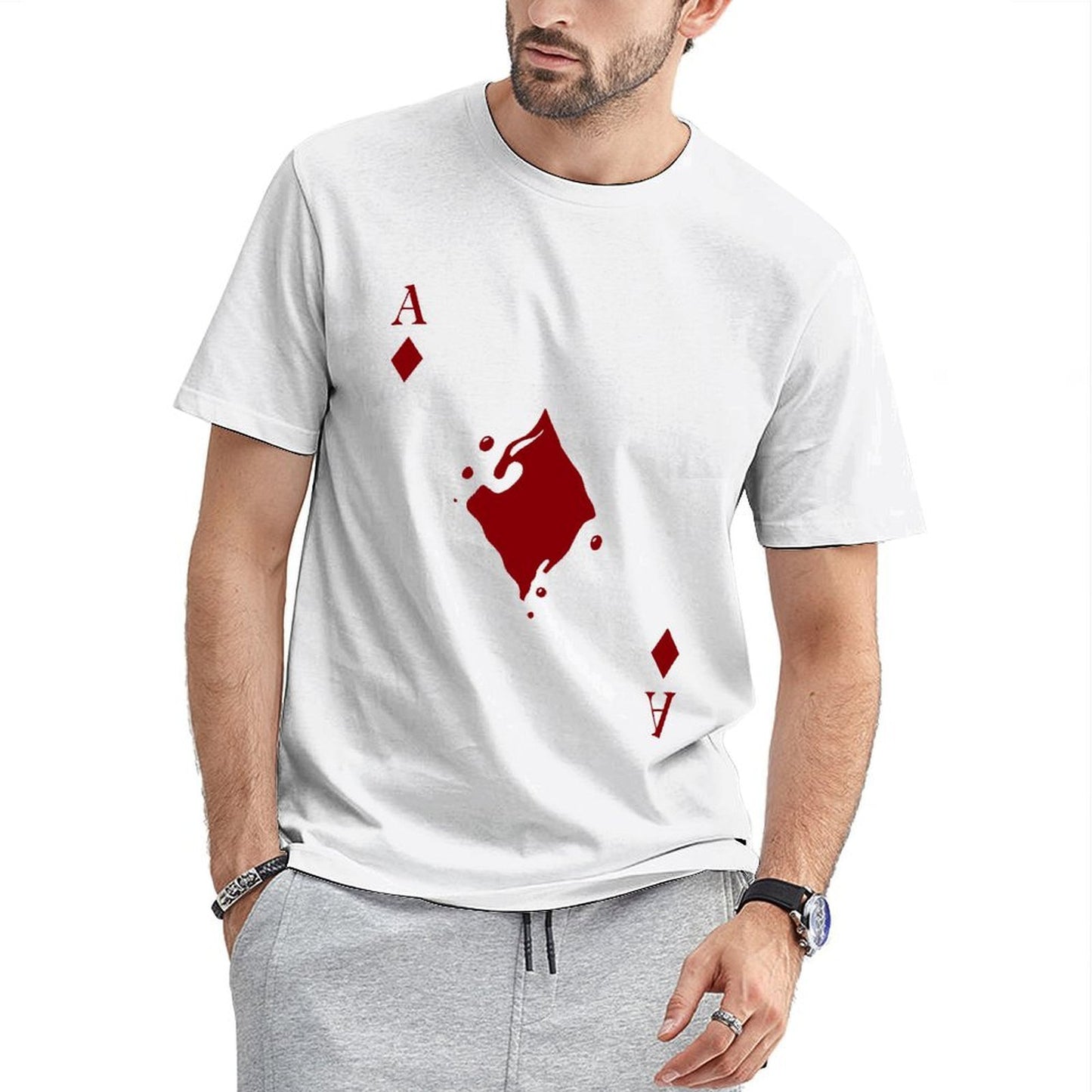 Inkmay Casual Cotton T-shirt Solid Red Background With White Border Unisex T-shirtCityStyle Street T-Shirt