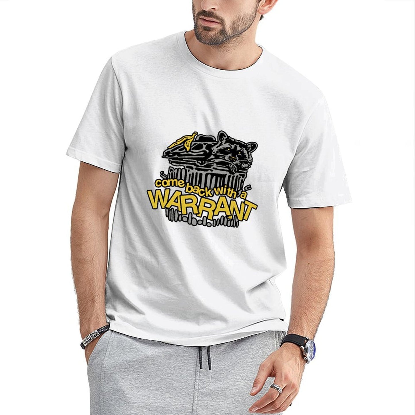 Inkmay Casual Cotton T-shirt Come Back With A Warrant Unisex T-shirtNatural ModernFit T-Shirt