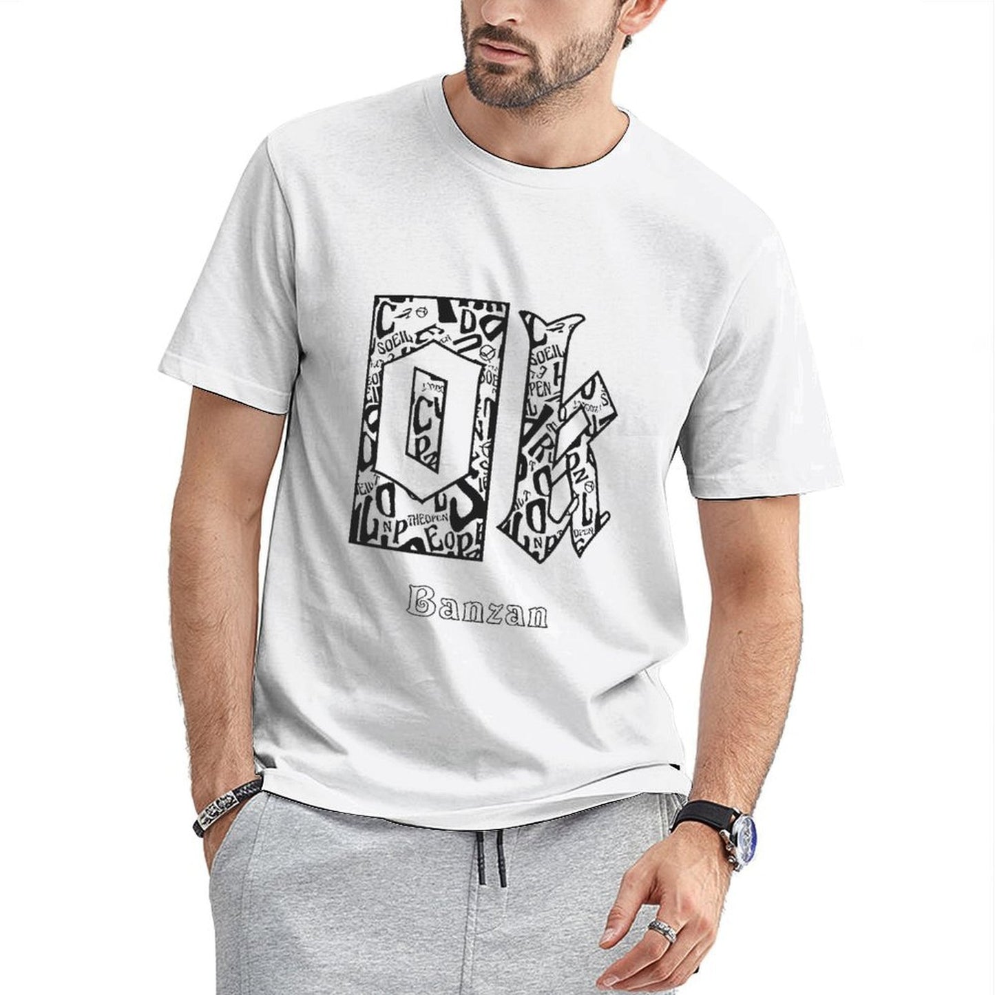Inkmay Casual Cotton T-shirt Solid Black Background No Pattern Prints Unisex T-shirtOutdoor Midweight T-Shirt