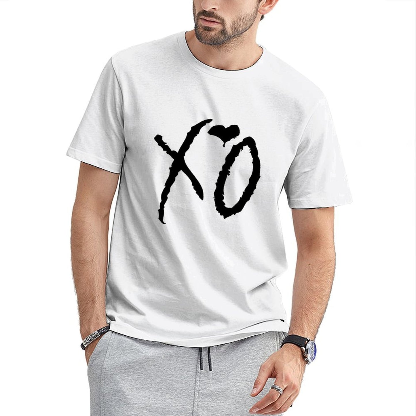 Inkmay Casual Cotton T-shirt Abstract Geometric Shapes In Black White Unisex T-shirtYearRound Heat-Transfer T-Shirt